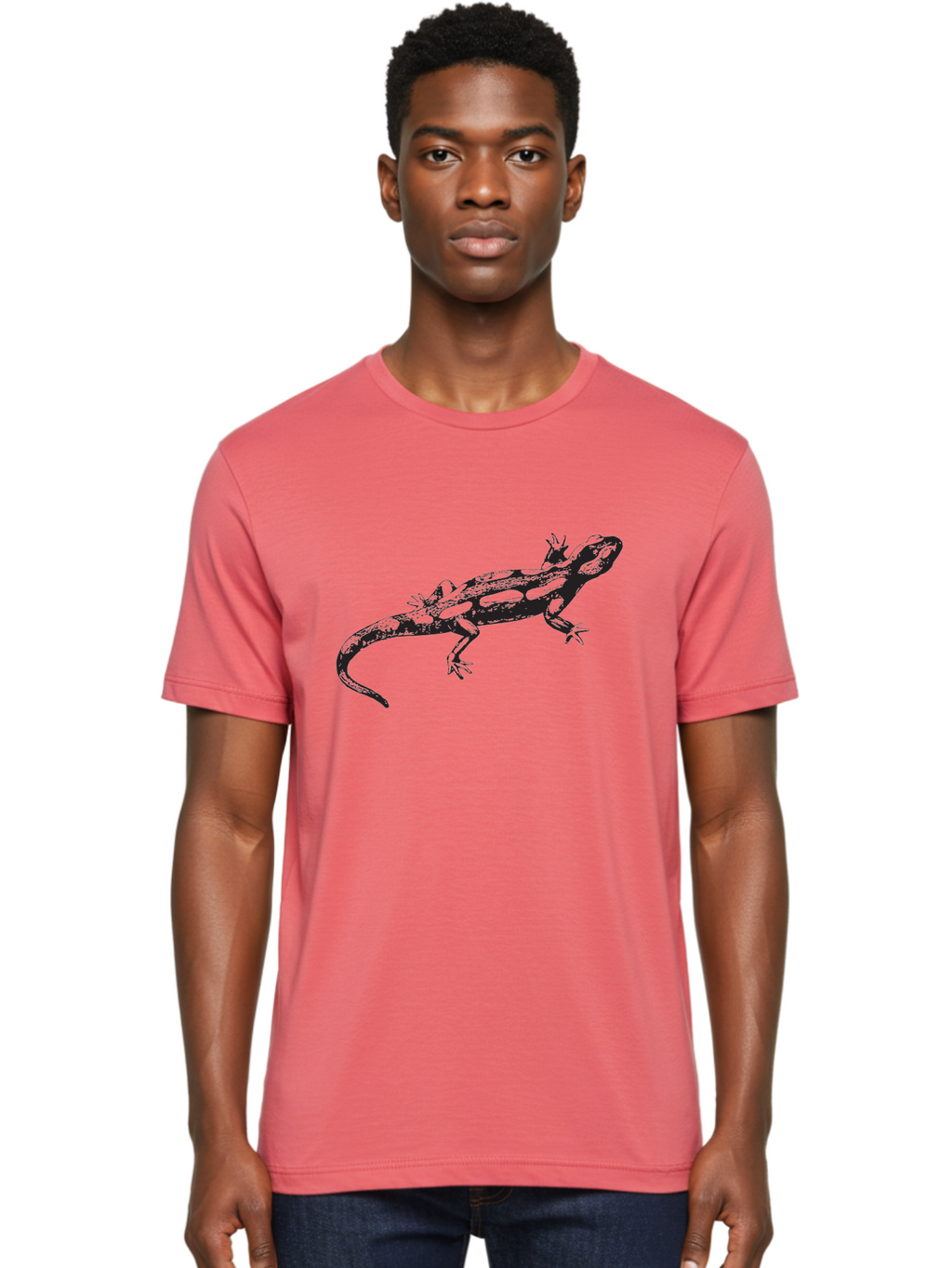 Lizard-1 Men'S Graphic Tee, 100% Cotton, Comfortable Casual Summer Wear, Machine Washable, Lizard Graphic, Reptile Illustration, Wildlife Art, Scaly Texture, Cold-Blooded Creature, Primitive Design, Detailed Drawing, Black Silhouette Aad910