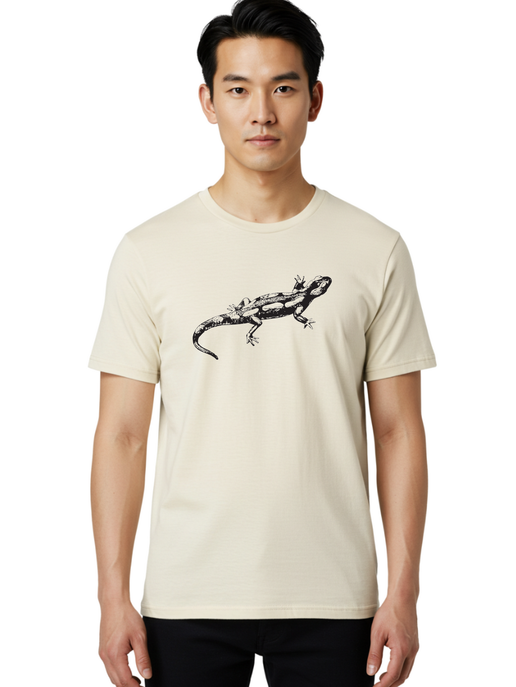 Lizard-1 Men'S Graphic Tee, 100% Cotton, Comfortable Casual Summer Wear, Machine Washable, Lizard Graphic, Reptile Illustration, Wildlife Art, Scaly Texture, Cold-Blooded Creature, Primitive Design, Detailed Drawing, Black Silhouette Aad910
