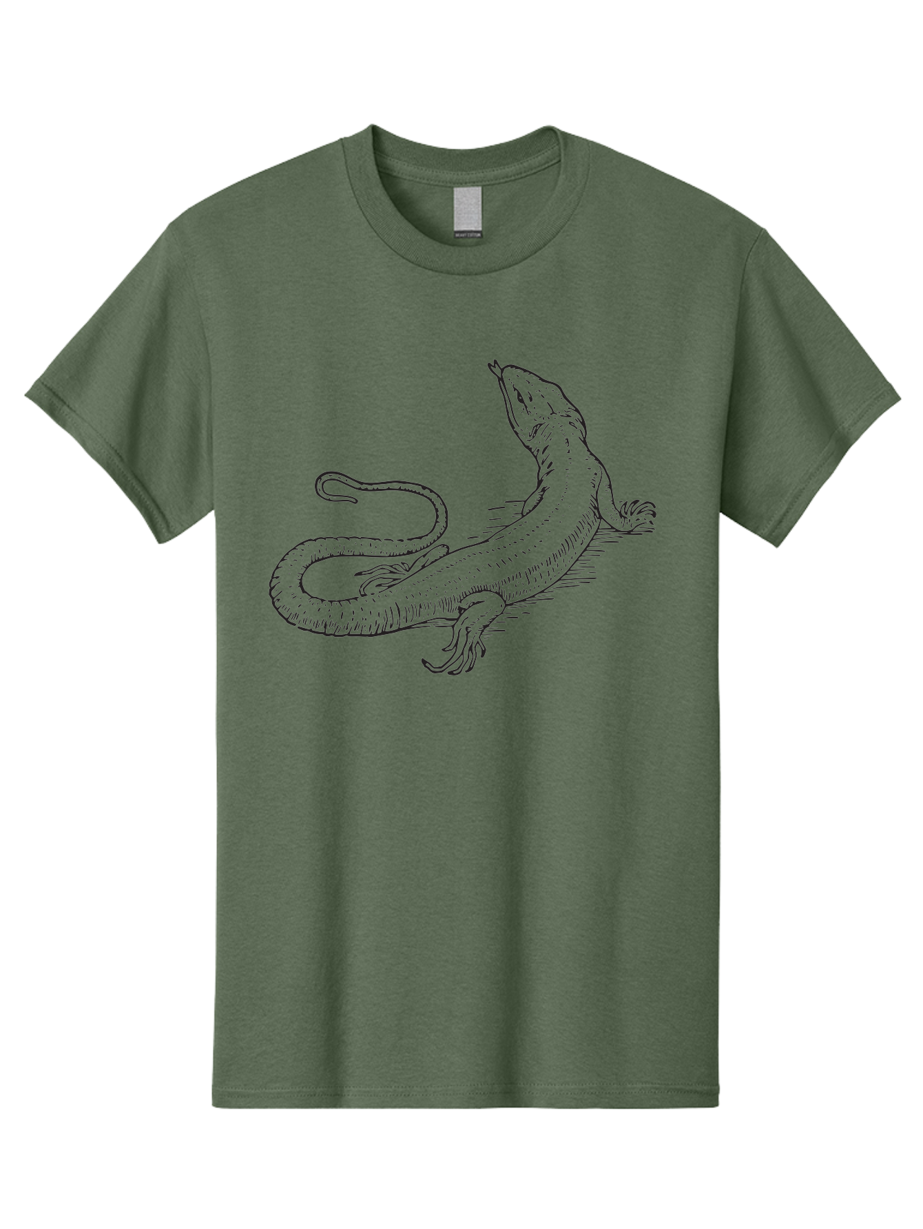 Lizard Men'S Graphic Tee, 100% Cotton, Comfortable Casual Summer Wear, Machine Washable, Sketch Of Lizard, Reptile Illustration, Wildlife Art, Simple Line Drawing, Lizard Resting, Relaxed Pose Aad911