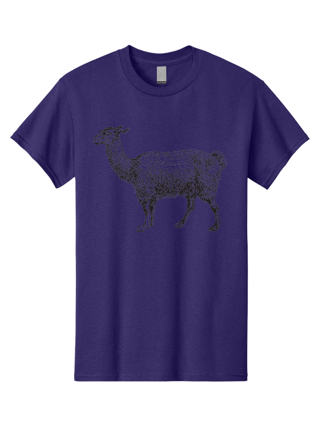 Llama Men'S Graphic Tee, 100% Cotton, Comfortable Casual Summer Wear, Machine Washable, Llama Illustration, Furry Animal, Woolly Texture, Standing Llama, Black And Green Graphic, Animal Art, Simple Design Aad912