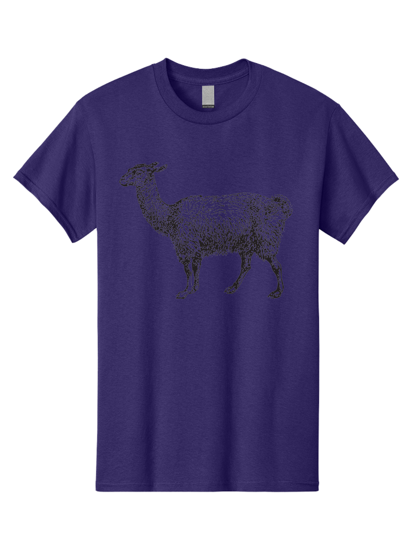 Llama Men'S Graphic Tee, 100% Cotton, Comfortable Casual Summer Wear, Machine Washable, Llama Illustration, Furry Animal, Woolly Texture, Standing Llama, Black And Green Graphic, Animal Art, Simple Design Aad912
