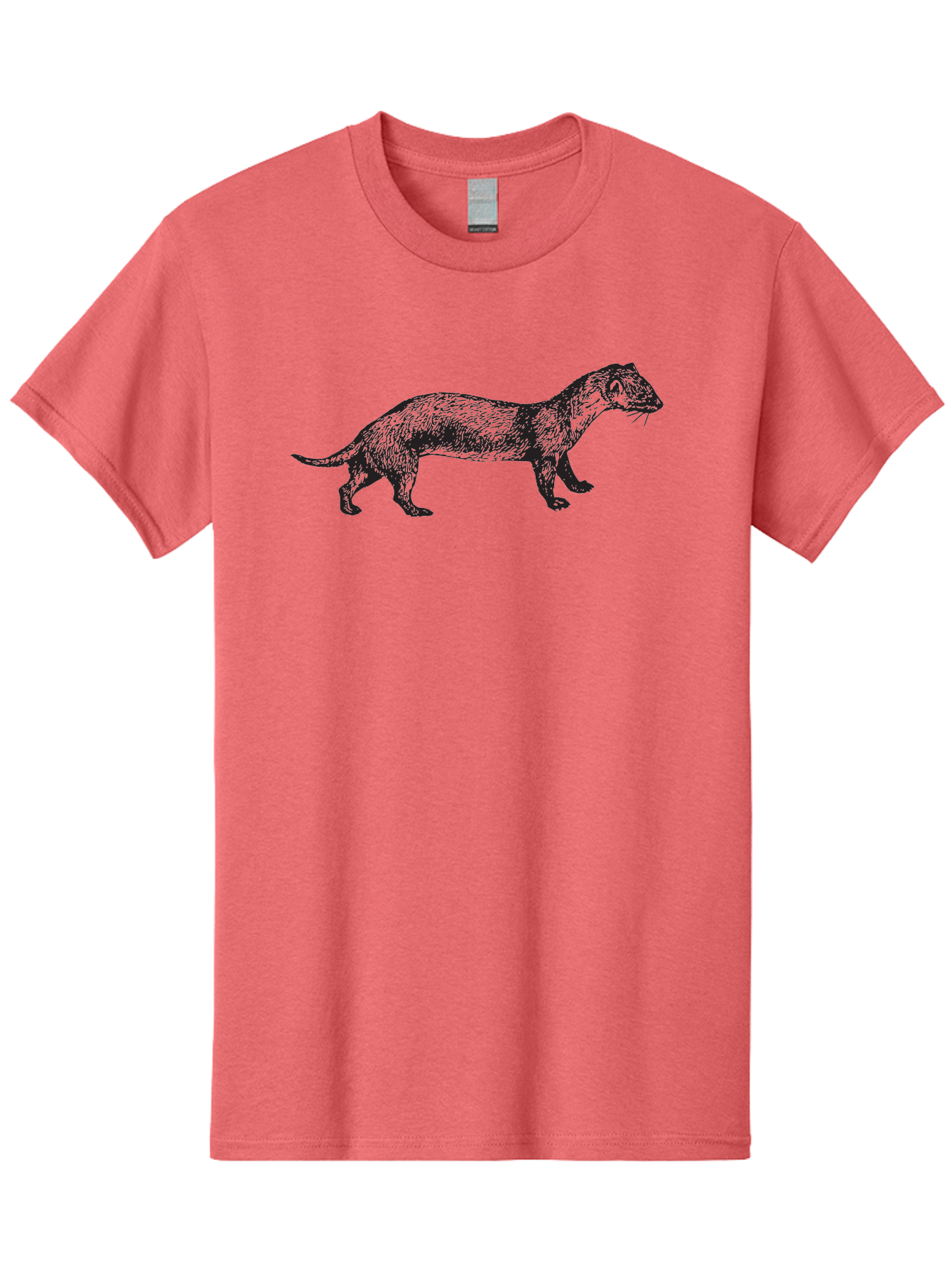 Mongoose-Sketch Men'S Graphic Tee, 100% Cotton, Comfortable Casual Summer Wear, Machine Washable, Ferret Illustration, Animal Art, Wildlife Drawing, Black And Green, Detailed Sketch, Mammal Portrait, Whiskers, Furry Texture, Cartoon Style Aad914