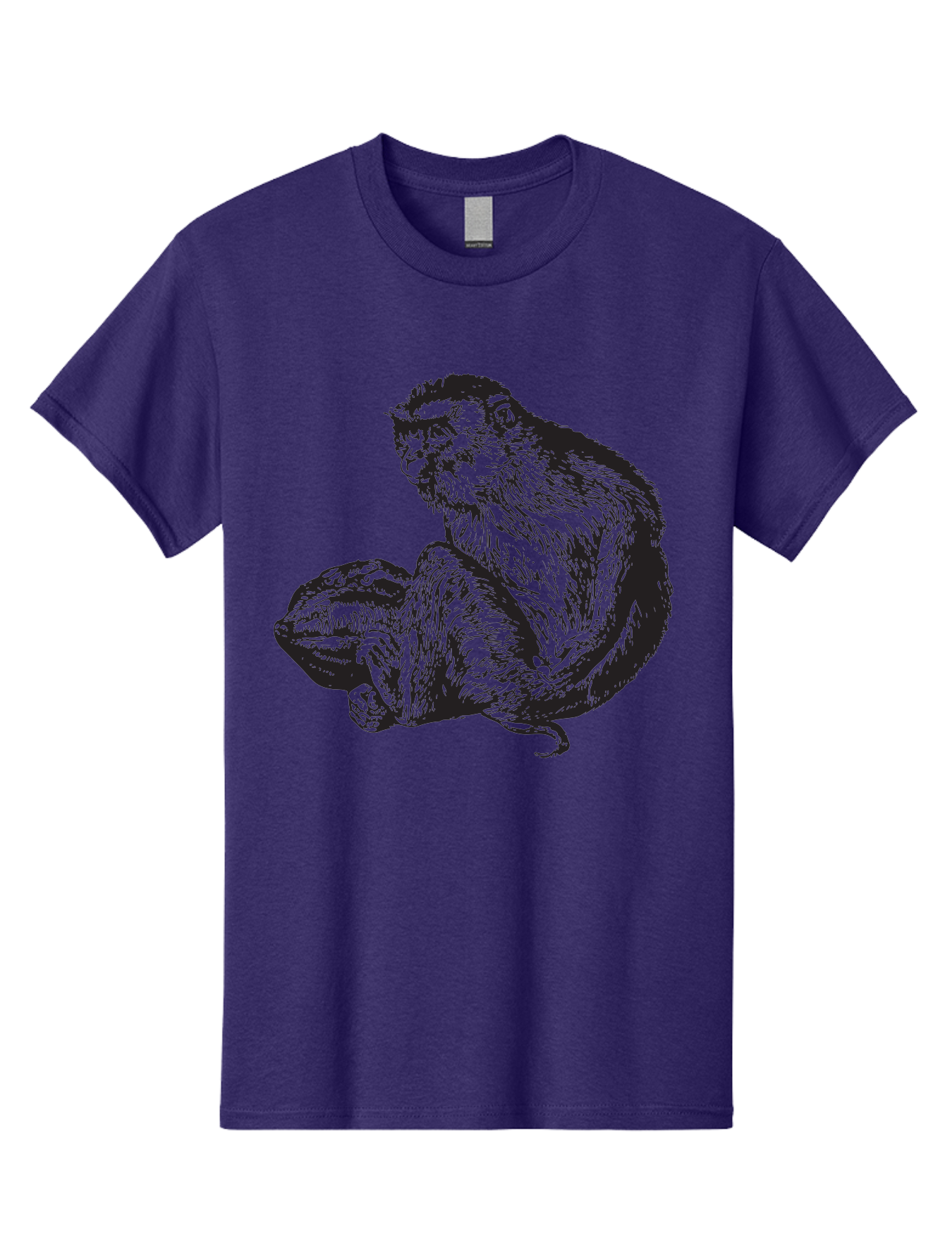 Monkey-And-Baby Men'S Graphic Tee, 100% Cotton, Comfortable Casual Summer Wear, Machine Washable, Monkey Holding Baby Monkey, Primate Love, Primate Family, Animal Bonding, Nurturing, Wildlife Illustration, Detailed Drawing Aad915