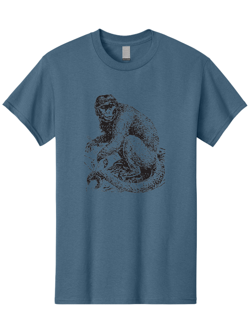 Monkey-Eating-Snake Men'S Graphic Tee, 100% Cotton, Comfortable Casual Summer Wear, Machine Washable, Monkey With Long Tail, Wildlife Art, Primate Illustration, Monkey Drawing, Furry Creature, Animal Graphics, Monkey Artwork, Simple Sketches Aad916