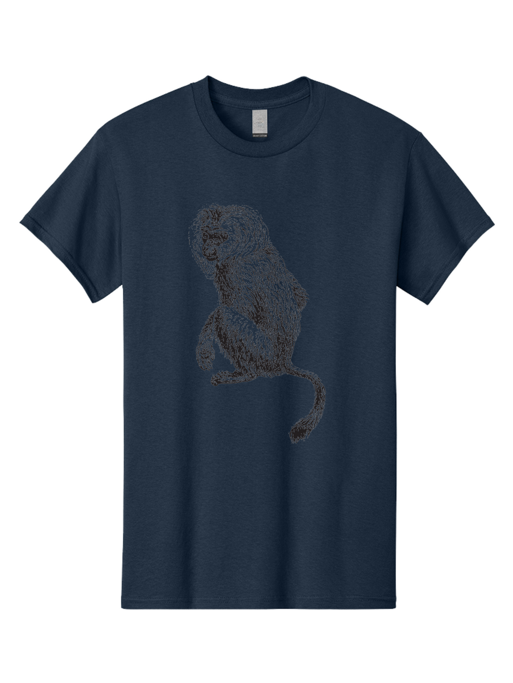 Monkey-Illustration Men'S Graphic Tee, 100% Cotton, Comfortable Casual Summer Wear, Machine Washable, Monkey Sketch, Primate Art, Wild Animal Drawing, Furry Creature, Tail Swish, Wildlife Illustration, Animal Graphics, Monkey Face, Aad917