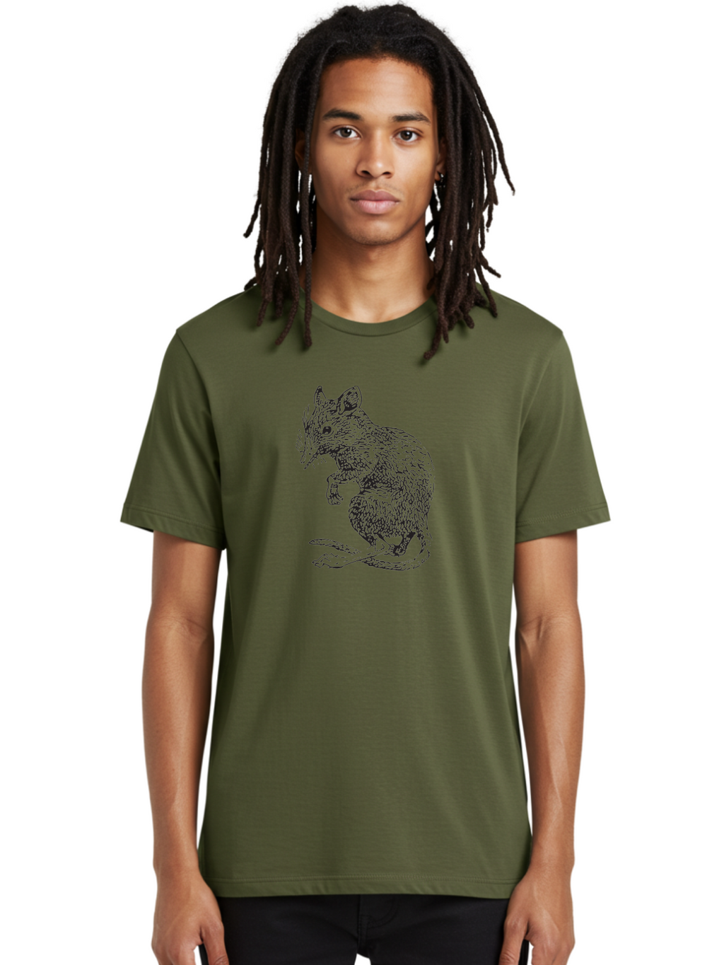 Mouse Men'S Graphic Tee, 100% Cotton, Comfortable Casual Summer Wear, Machine Washable, Mouse Illustration, Rodent Drawing, Small Mammal, Black And White Artwork, Detailed Fur Texture, Whiskers, Cartoon Style, Minimalist Design Aad918