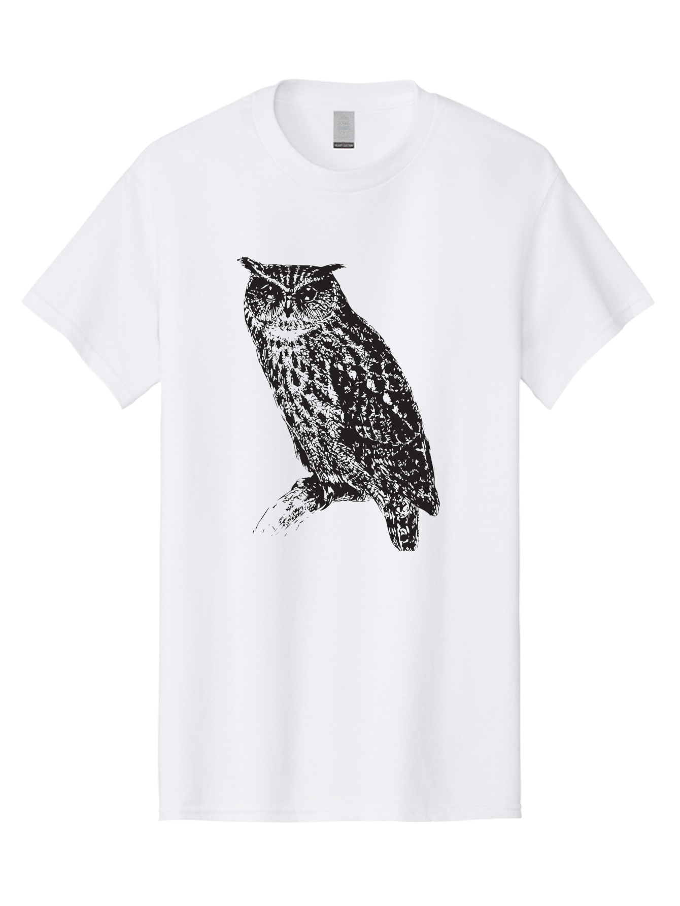 Owl Men'S Graphic Tee, 100% Cotton, Comfortable Casual Summer Wear, Machine Washable, Owl Perched On Branch, Nocturnal Bird, Wise Eyes, Spotted Feathers, Mysterious Creature, Wildlife Art, Nature Illustration, Birdwatching, Aad921