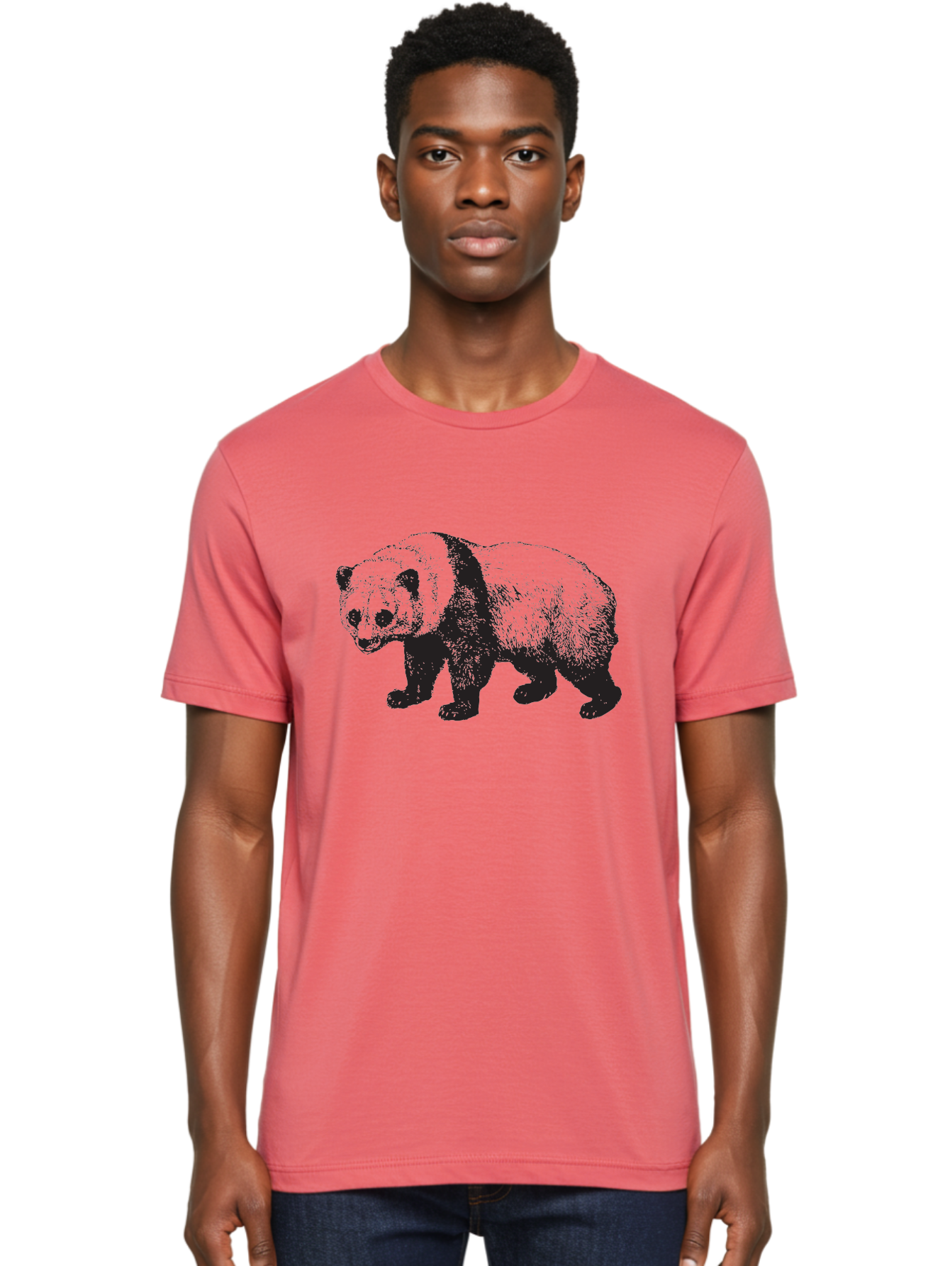 Panda Men'S Graphic Tee, 100% Cotton, Comfortable Casual Summer Wear, Machine Washable, Panda Bear, Black And White Panda, Wildlife Illustration, Cute Animal, Endangered Species, Conservation, Wild Animals, Graphic Art Aad922