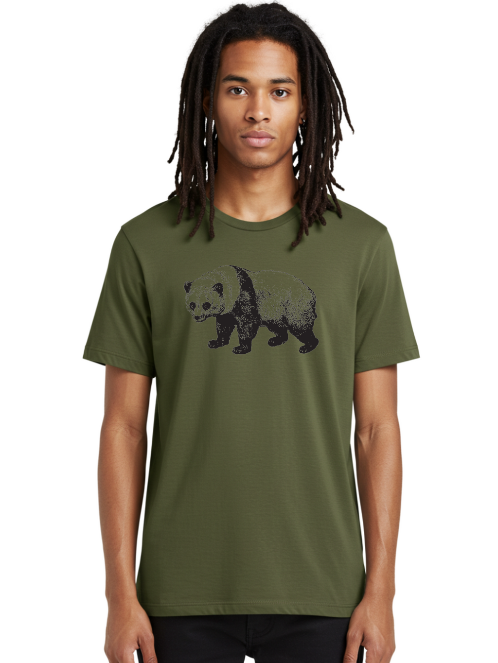 Panda Men'S Graphic Tee, 100% Cotton, Comfortable Casual Summer Wear, Machine Washable, Panda Bear, Black And White Panda, Wildlife Illustration, Cute Animal, Endangered Species, Conservation, Wild Animals, Graphic Art Aad922