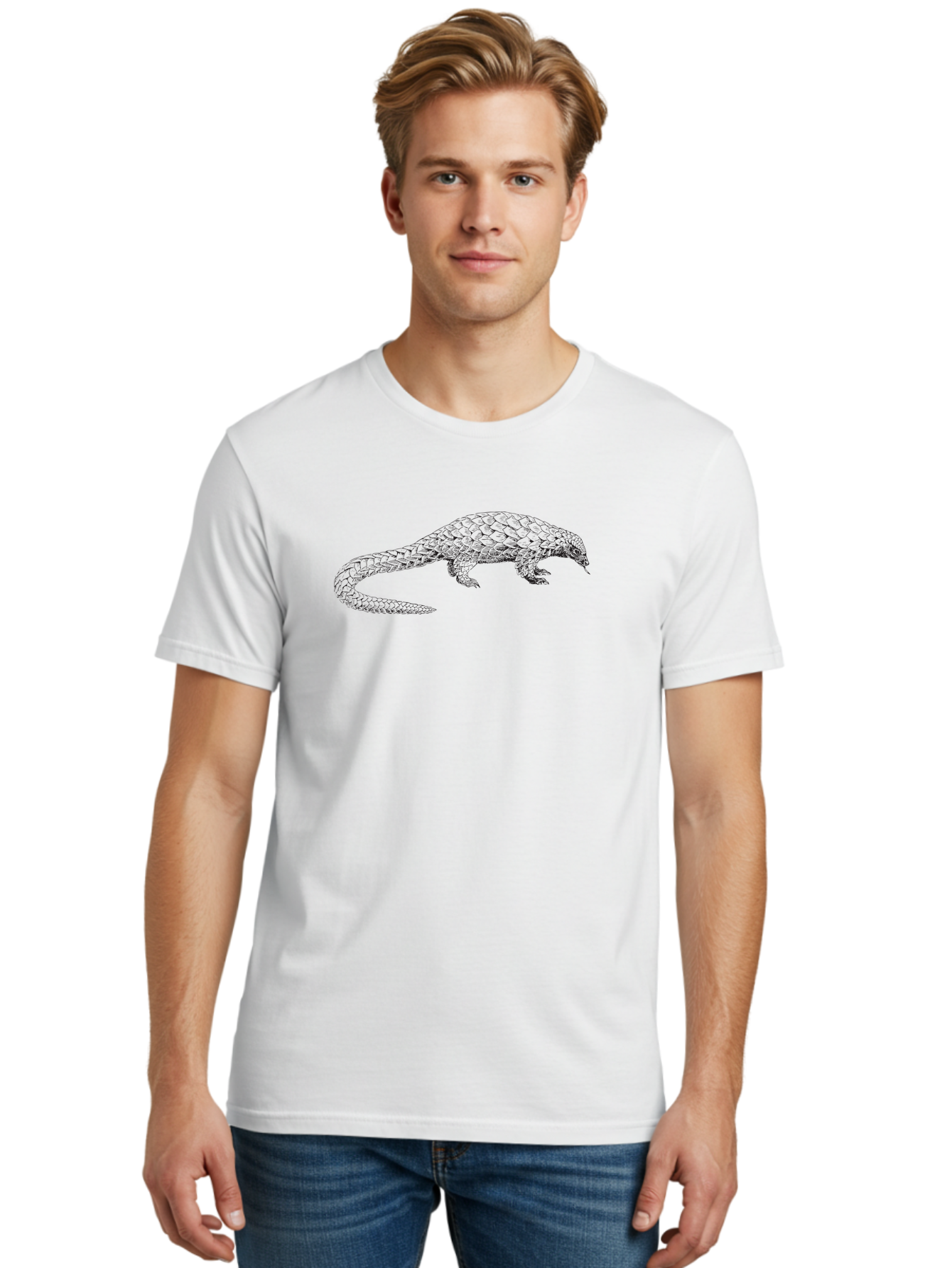 Pangolin Men'S Graphic Tee, 100% Cotton, Comfortable Casual Summer Wear, Machine Washable, Pangolin, Wild Animal, Unique Creature, Scaled Mammal, Endangered Species, Nocturnal, Burrowing Animal, Defensive Curl, Wildlife Conservation Aad923