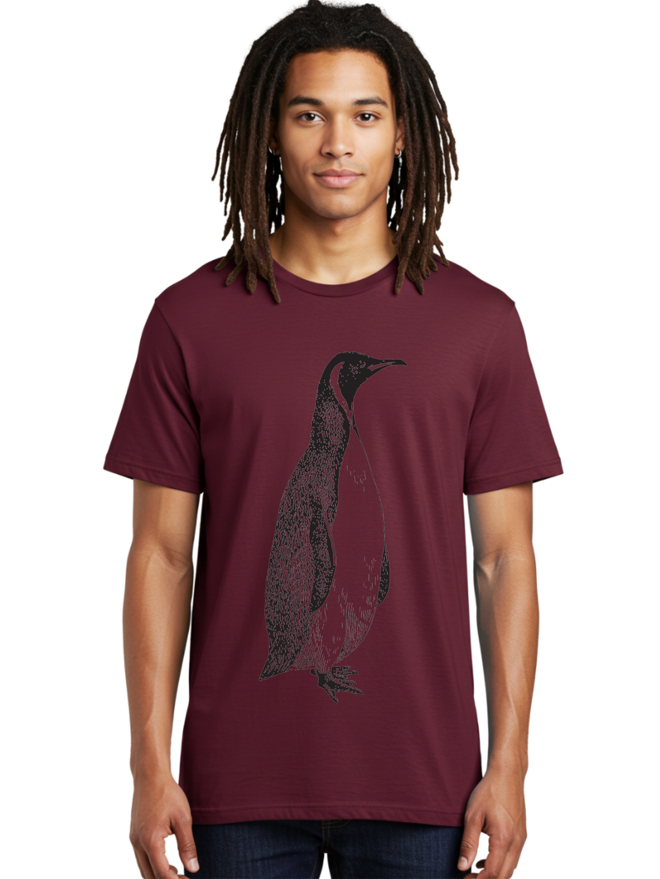 Penguin Men'S Graphic Tee, 100% Cotton, Comfortable Casual Summer Wear, Machine Washable, Penguin Illustration, Black And White Penguin, Detailed Artwork, Wildlife Graphic, Stylized Bird, Antarctic Bird, Tuxedo Bird, Flightless Bird, Aad924