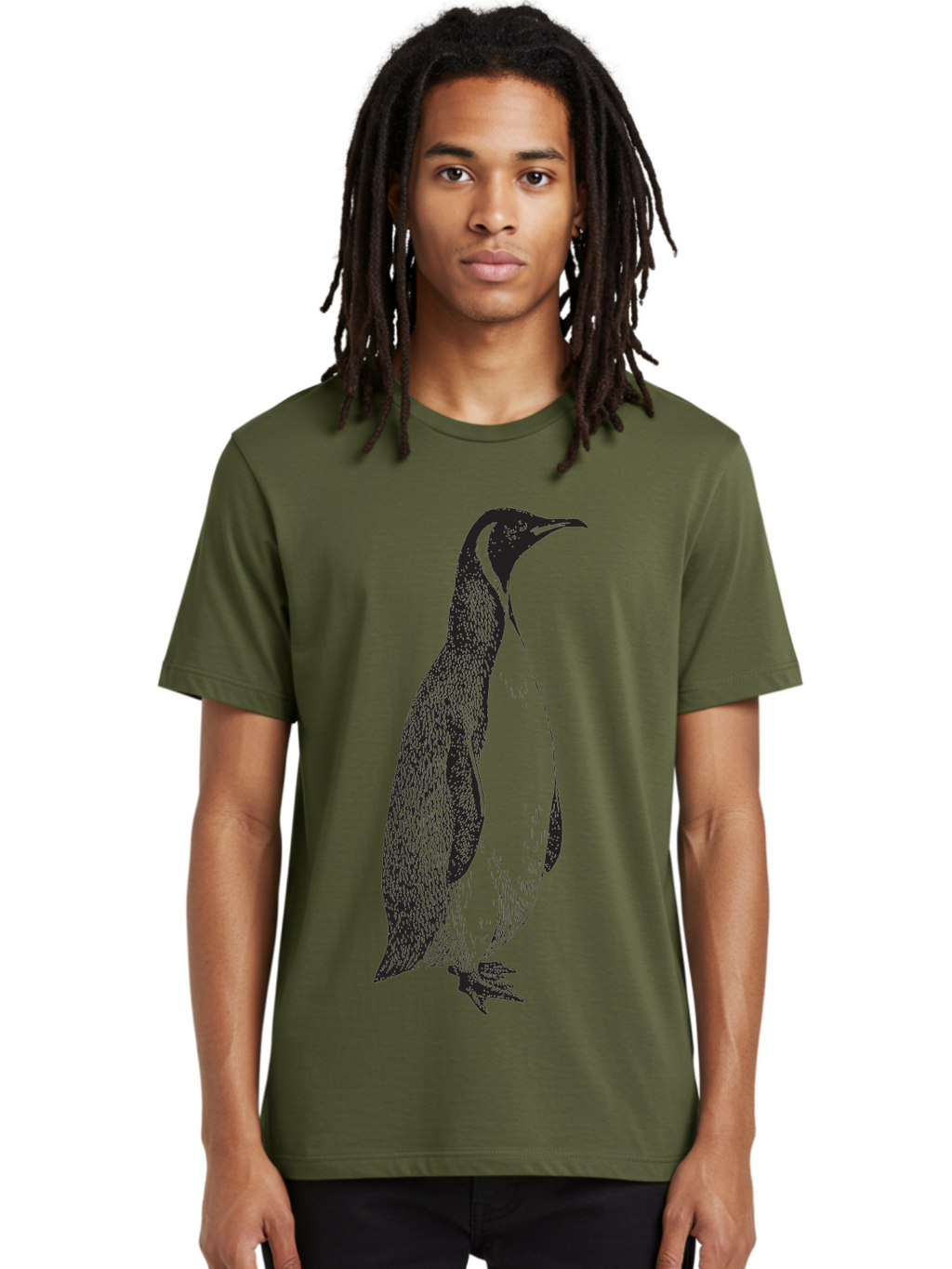 Penguin Men'S Graphic Tee, 100% Cotton, Comfortable Casual Summer Wear, Machine Washable, Penguin Illustration, Black And White Penguin, Detailed Artwork, Wildlife Graphic, Stylized Bird, Antarctic Bird, Tuxedo Bird, Flightless Bird, Aad924