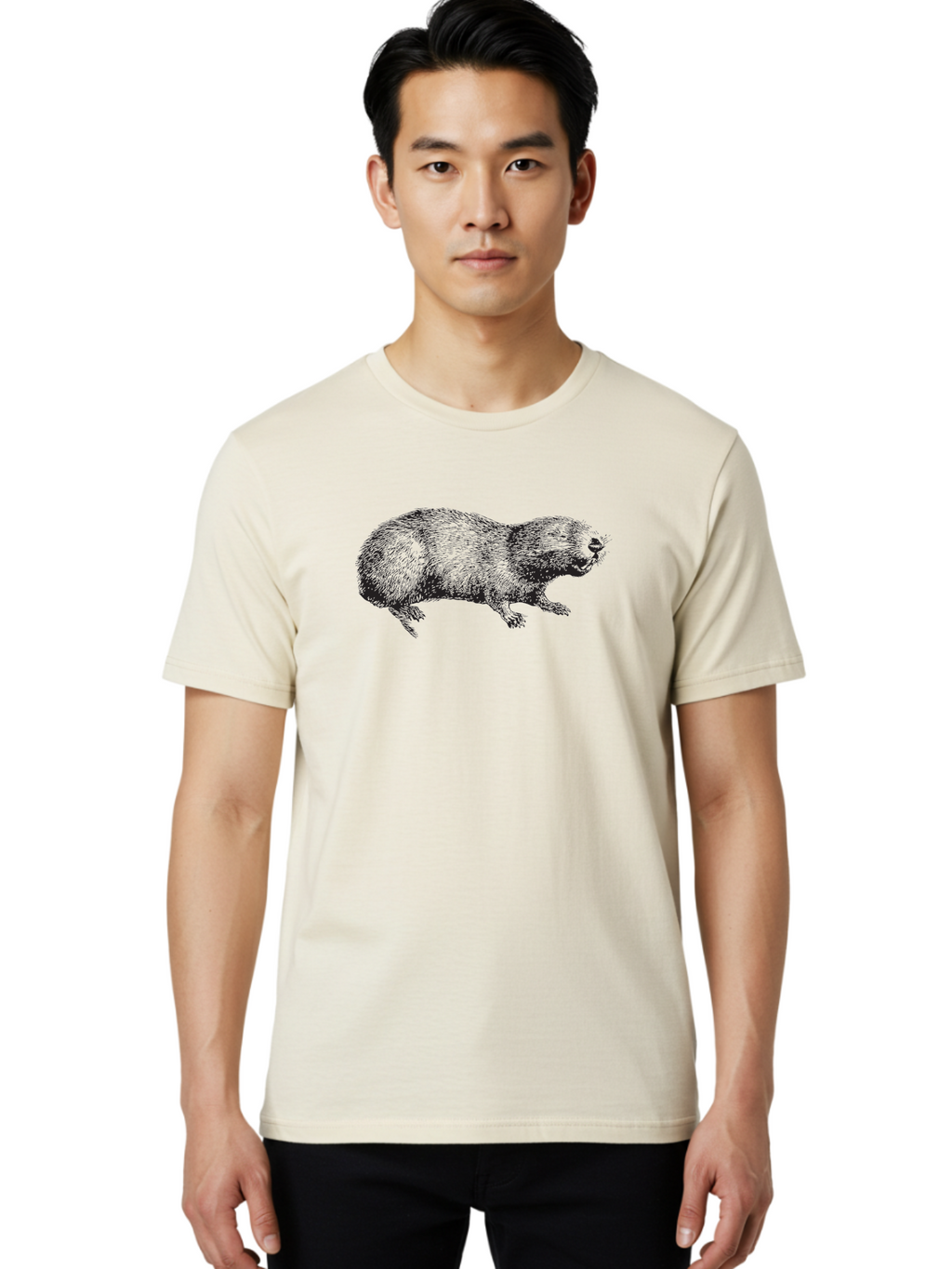 Platypus-1 Men'S Graphic Tee, 100% Cotton, Comfortable Casual Summer Wear, Machine Washable, Mole Animal, Wildlife, Underground Creature, Rodent, Illustration, Detailed Drawing, Small Mammal, Insectivorous Mammal, Furry Creature, Aad925