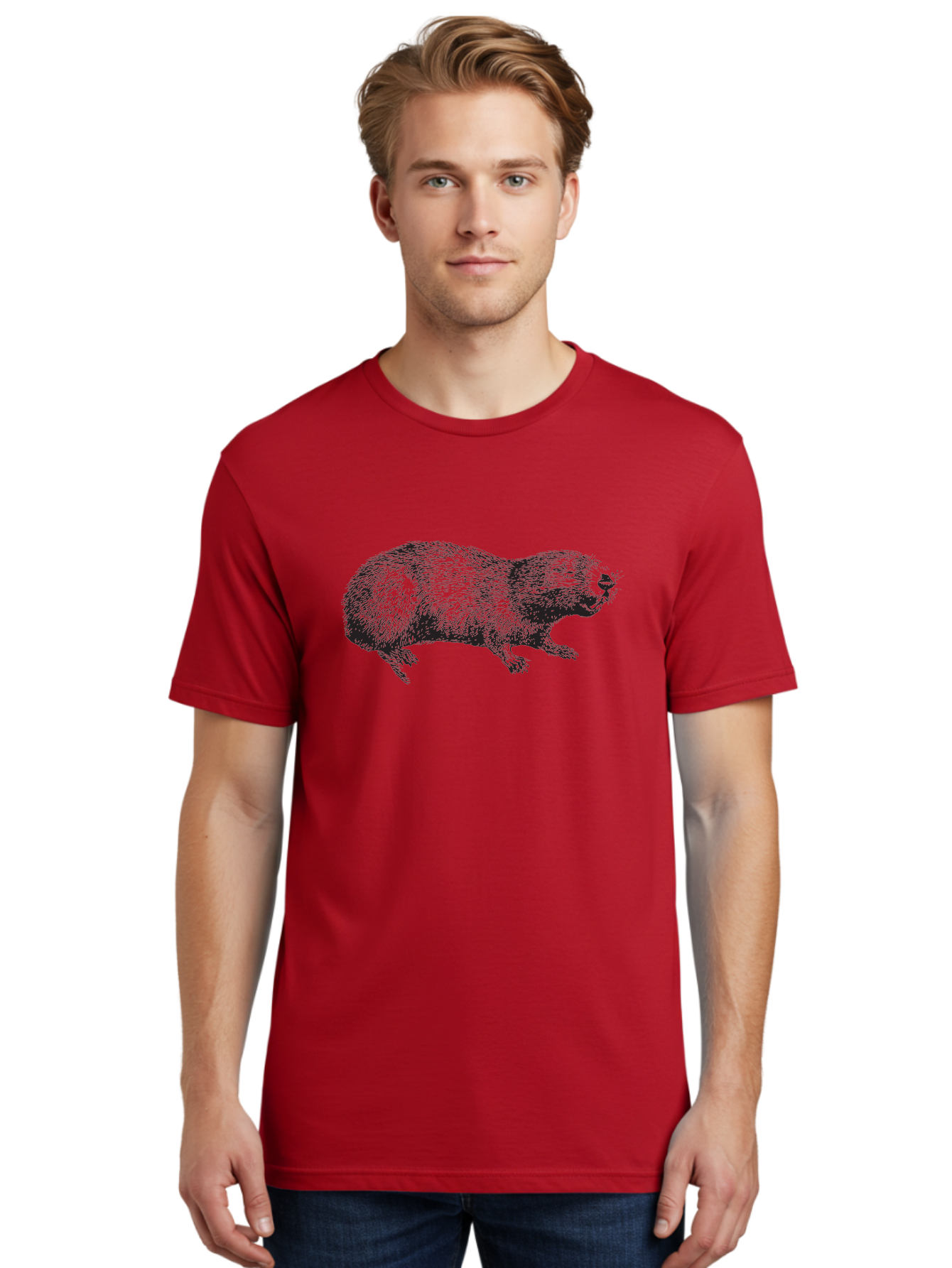 Platypus-1 Men'S Graphic Tee, 100% Cotton, Comfortable Casual Summer Wear, Machine Washable, Mole Animal, Wildlife, Underground Creature, Rodent, Illustration, Detailed Drawing, Small Mammal, Insectivorous Mammal, Furry Creature, Aad925