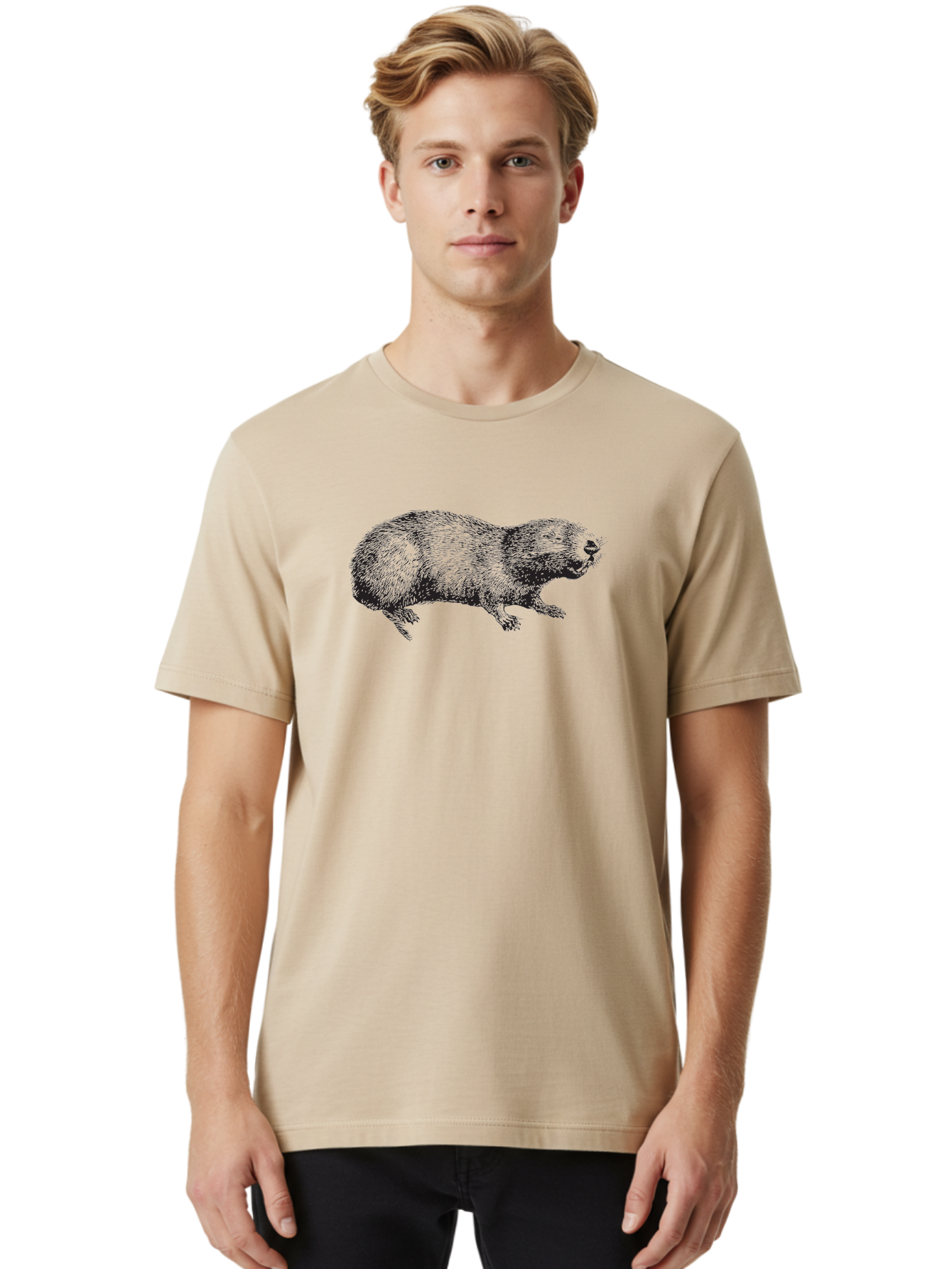 Platypus-1 Men'S Graphic Tee, 100% Cotton, Comfortable Casual Summer Wear, Machine Washable, Mole Animal, Wildlife, Underground Creature, Rodent, Illustration, Detailed Drawing, Small Mammal, Insectivorous Mammal, Furry Creature, Aad925