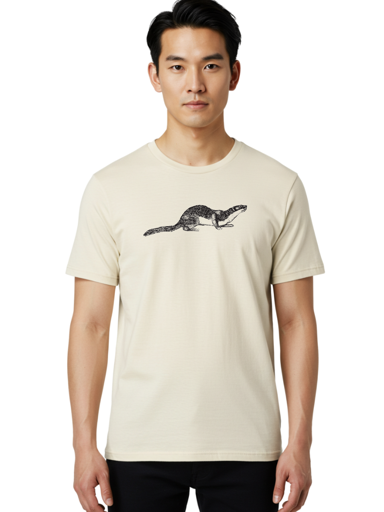Platypus-2 Men'S Graphic Tee, 100% Cotton, Comfortable Casual Summer Wear, Machine Washable, Ink Illustration Of Otter, Wildlife Artwork, Detailed Animal Drawing, Otter In Motion, Aquatic Mammal, Wild Otter Aad926