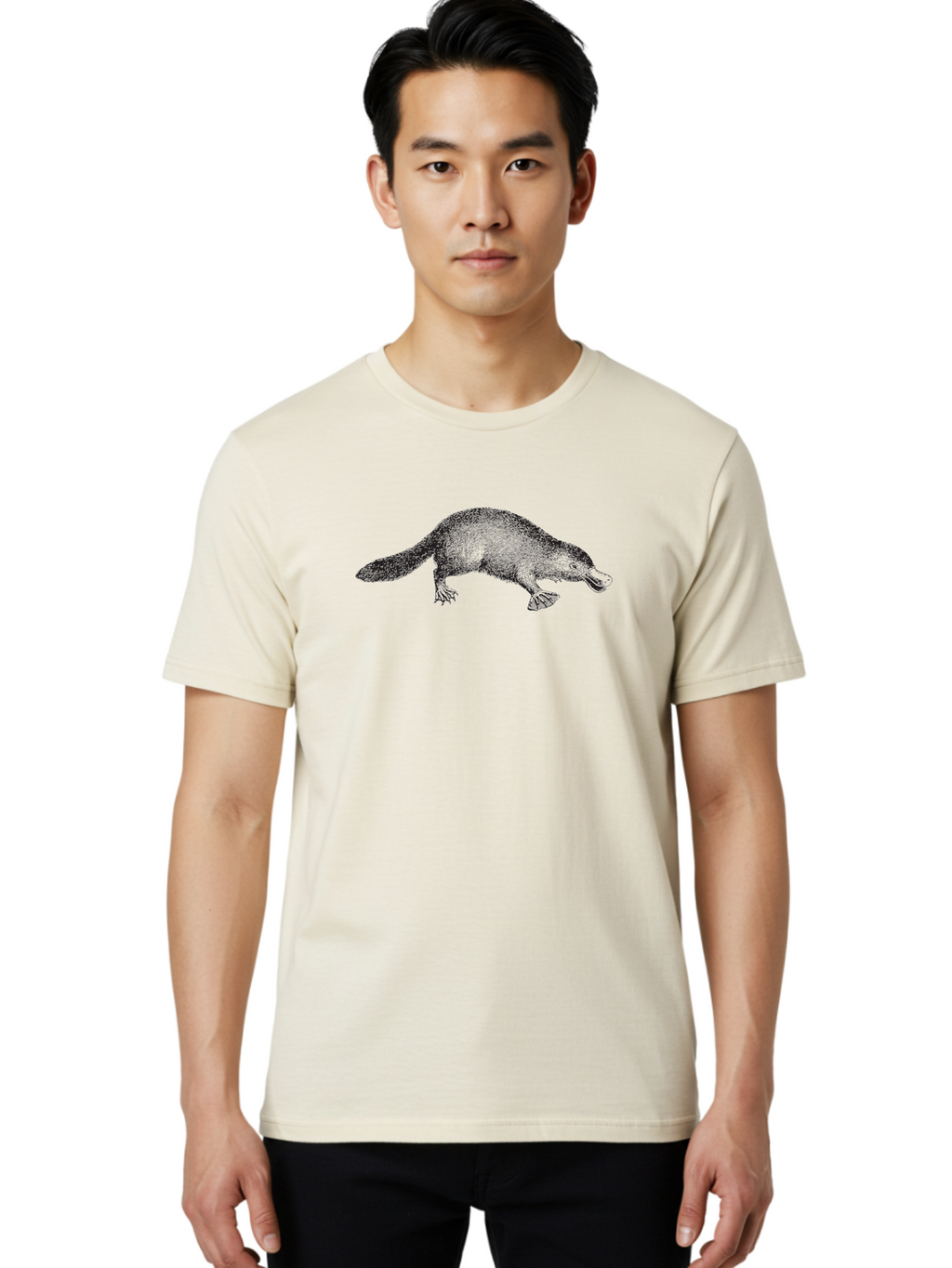 Platypus Men'S Graphic Tee, 100% Cotton, Comfortable Casual Summer Wear, Machine Washable, Platypus Illustration, Duck-Billed Animal, Unique Creature, Wildlife Art, Animal Drawing, Egg-Laying Mammal, Australian Wildlife Aad927