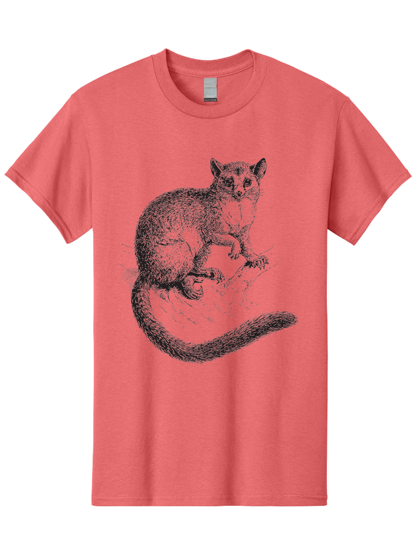 Possum Men'S Graphic Tee, 100% Cotton, Comfortable Casual Summer Wear, Machine Washable, Opossum On Log, Marsupial, Wildlife, Animal Illustration, Forest Creature, Wild Animal, Australian Fauna, Detailed Artwork Aad928