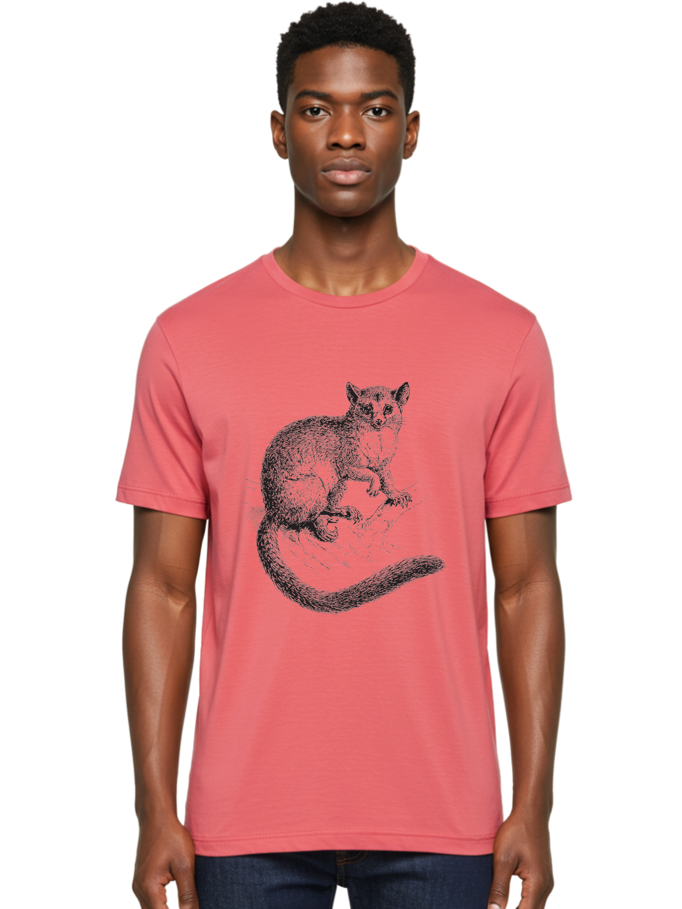 Possum Men'S Graphic Tee, 100% Cotton, Comfortable Casual Summer Wear, Machine Washable, Opossum On Log, Marsupial, Wildlife, Animal Illustration, Forest Creature, Wild Animal, Australian Fauna, Detailed Artwork Aad928