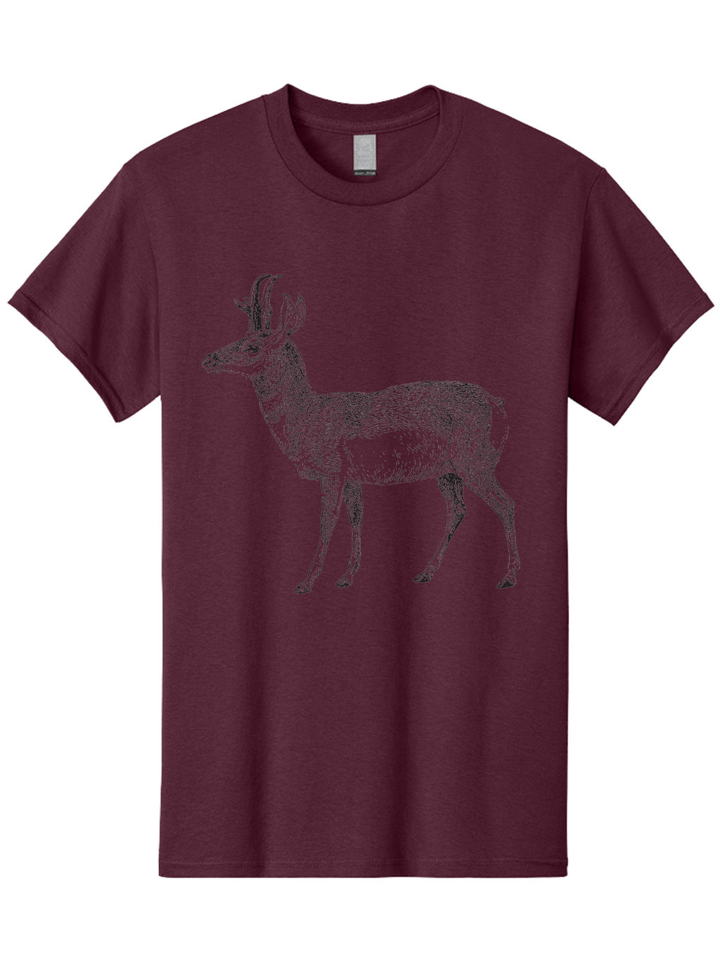 Pronghorn-Antelope Men'S Graphic Tee, 100% Cotton, Comfortable Casual Summer Wear, Machine Washable, Deer Illustration, Black And White Deer, Wildlife Art, Animal Drawing, Forest Creature, Wildlife Graphic, Antlered Mammal, Woodland Animal Aad929