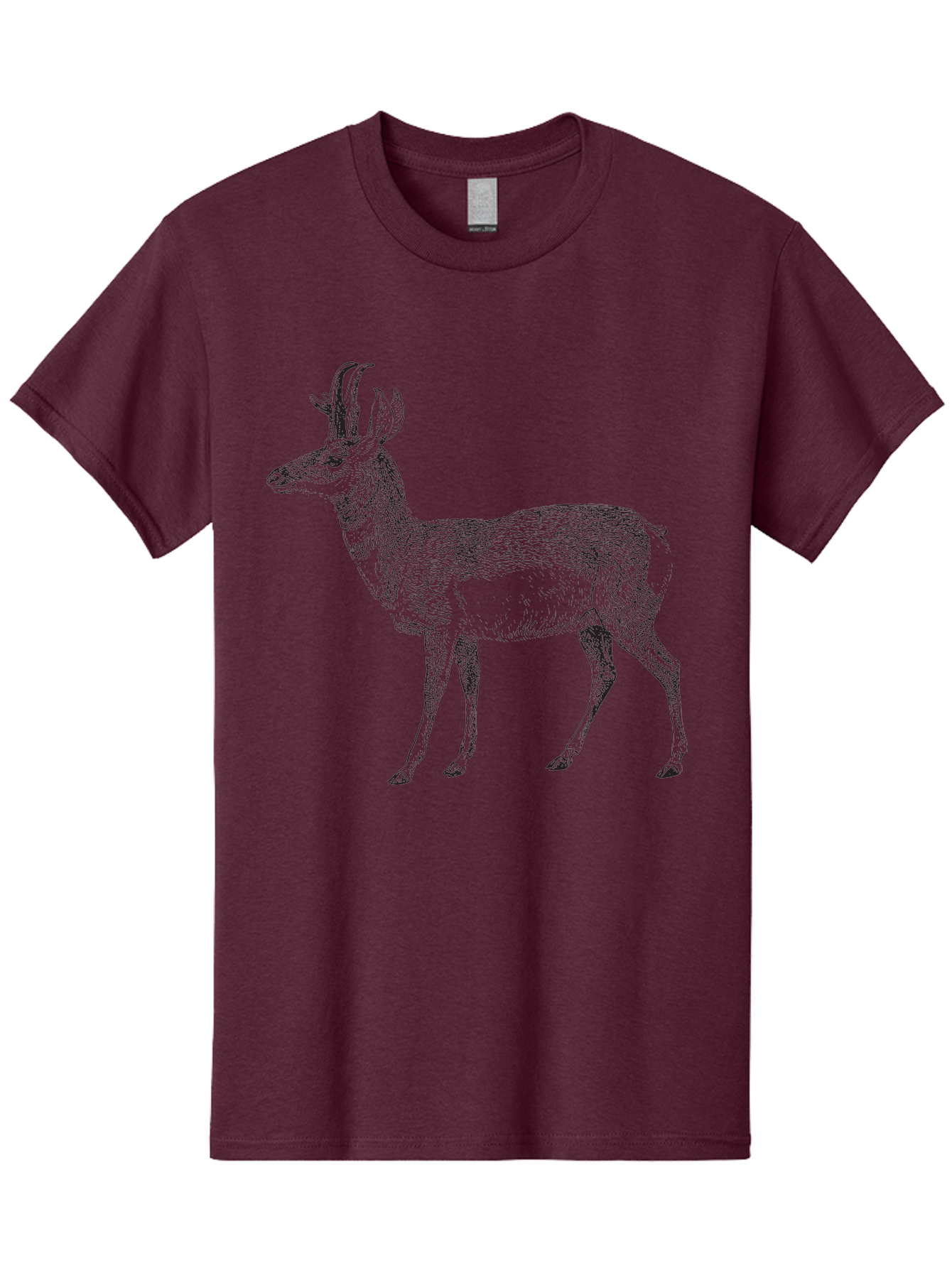 Pronghorn-Antelope Men'S Graphic Tee, 100% Cotton, Comfortable Casual Summer Wear, Machine Washable, Deer Illustration, Black And White Deer, Wildlife Art, Animal Drawing, Forest Creature, Wildlife Graphic, Antlered Mammal, Woodland Animal Aad929