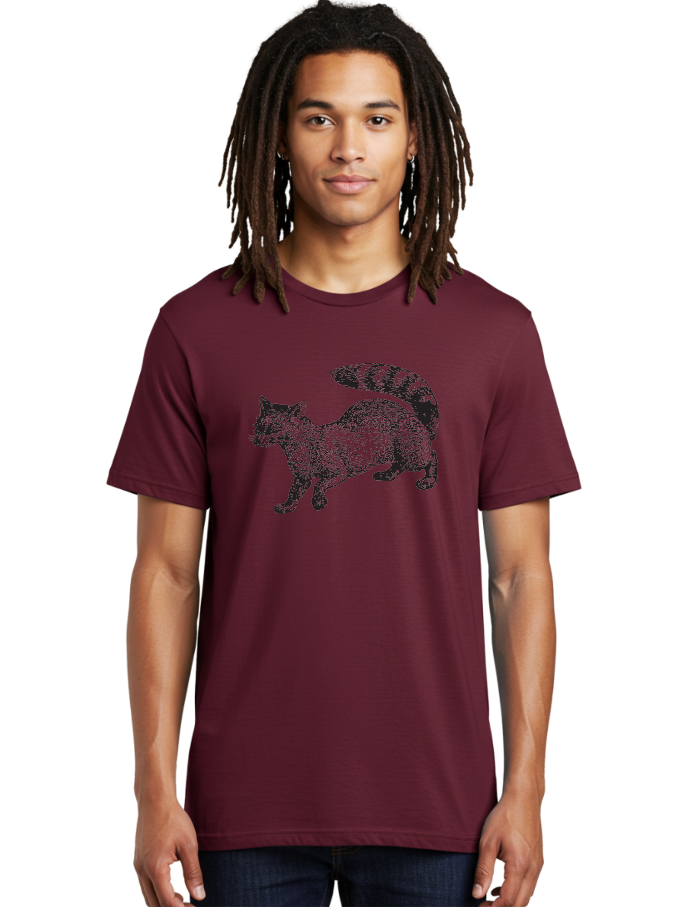 Raccoon-2 Men'S Graphic Tee, 100% Cotton, Comfortable Casual Summer Wear, Machine Washable, Raccoon Illustration, Animal Art, Wildlife Graphic, Furry Creature, Striped Tail, Detailed Drawing, Wild Mammal, Forest Animal Aad931