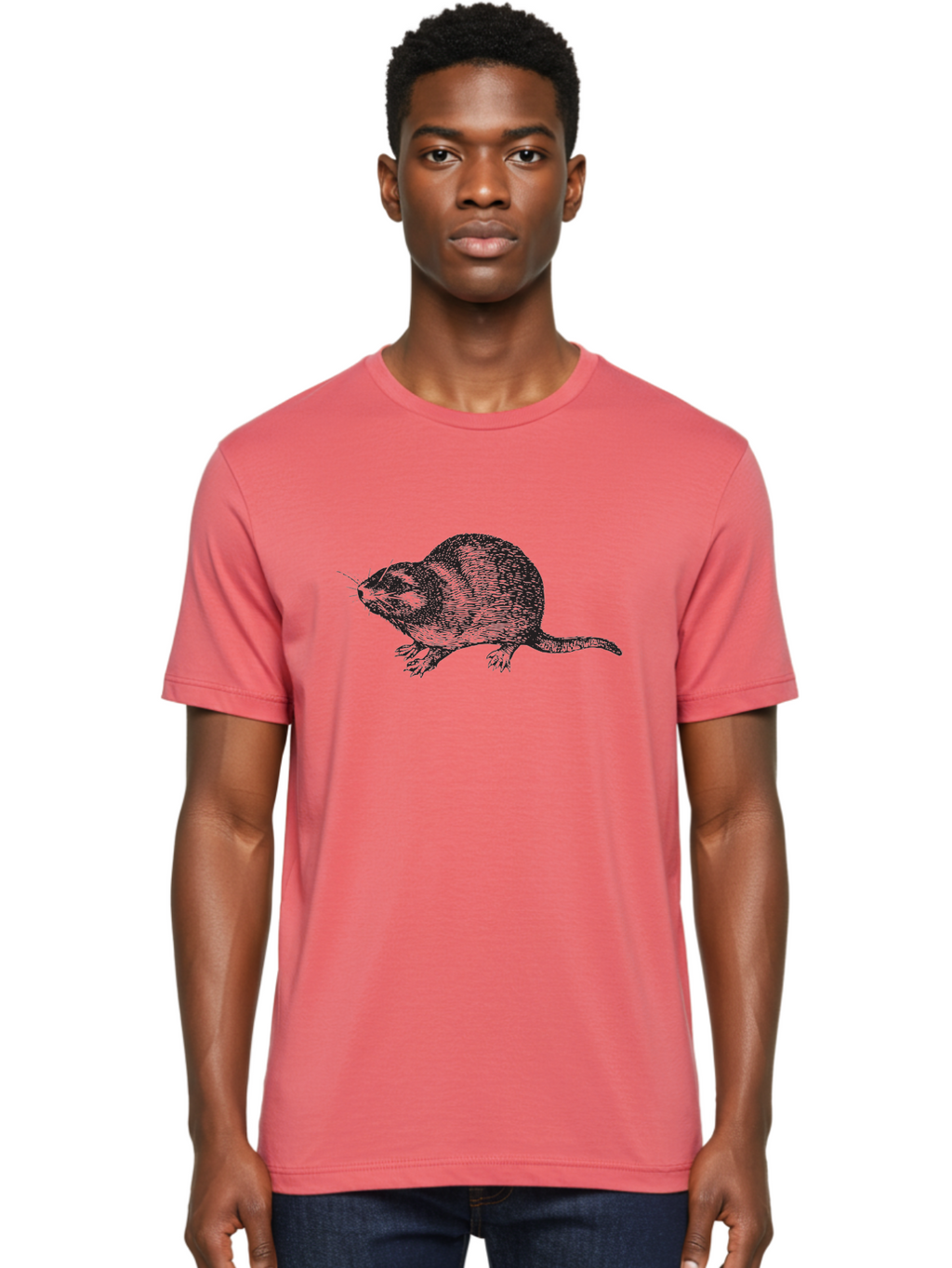 Rat-1 Men'S Graphic Tee, 100% Cotton, Comfortable Casual Summer Wear, Machine Washable, Mouse, Rodent, Small Mammal, Animal Illustration, Wildlife Art, Detailed Drawing, Whiskers, Fur Texture, Tail, Cross-Hatching Technique Aad935