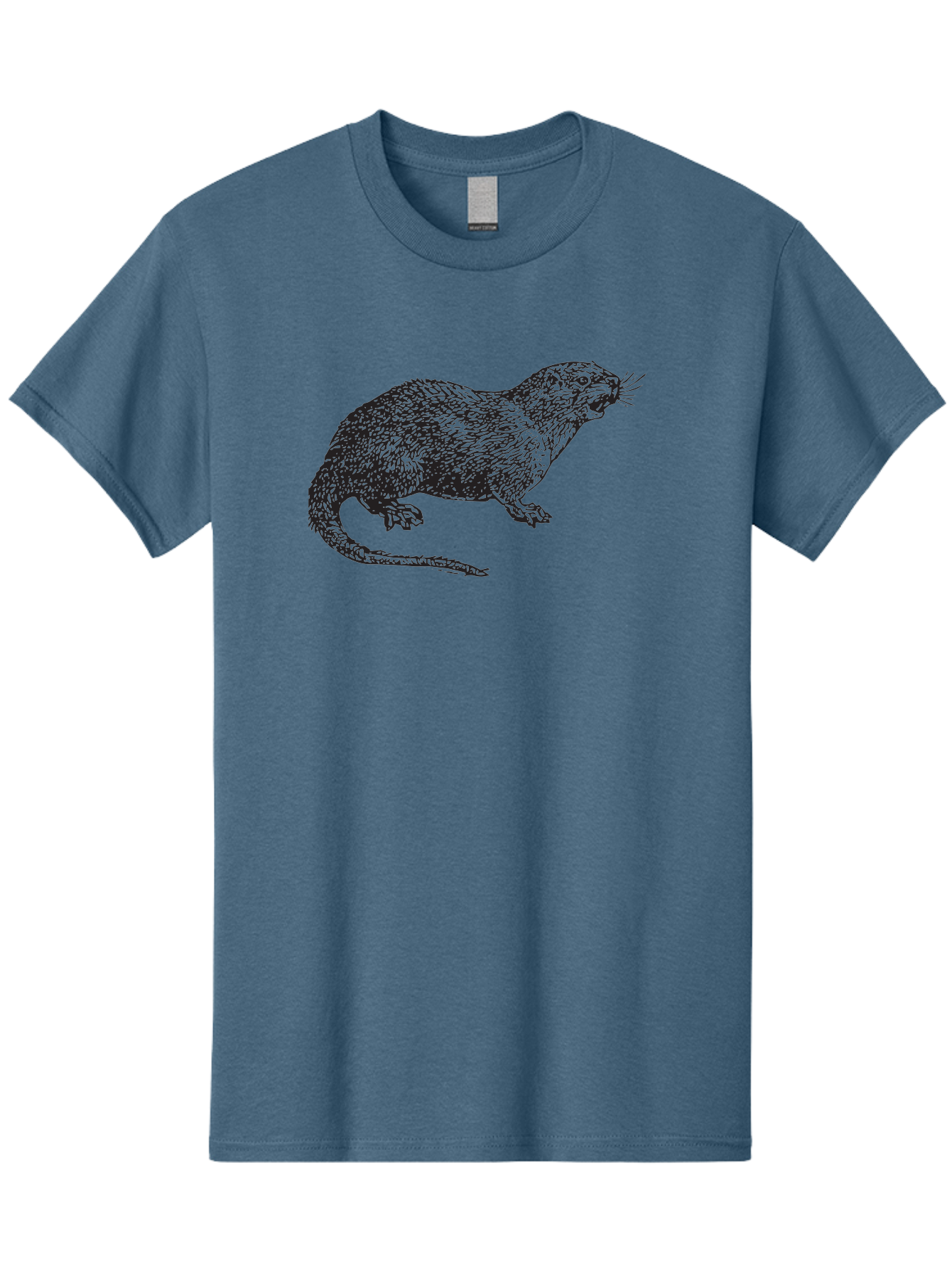 Rat-Illustration Men'S Graphic Tee, 100% Cotton, Comfortable Casual Summer Wear, Machine Washable, Mongoose Illustration, Wildlife Art, Animal Portrait, Detailed Sketch, Furry Creature, Whiskers, Sharp Teeth, Carnivorous Mammal, Exotic Animal, Aad937