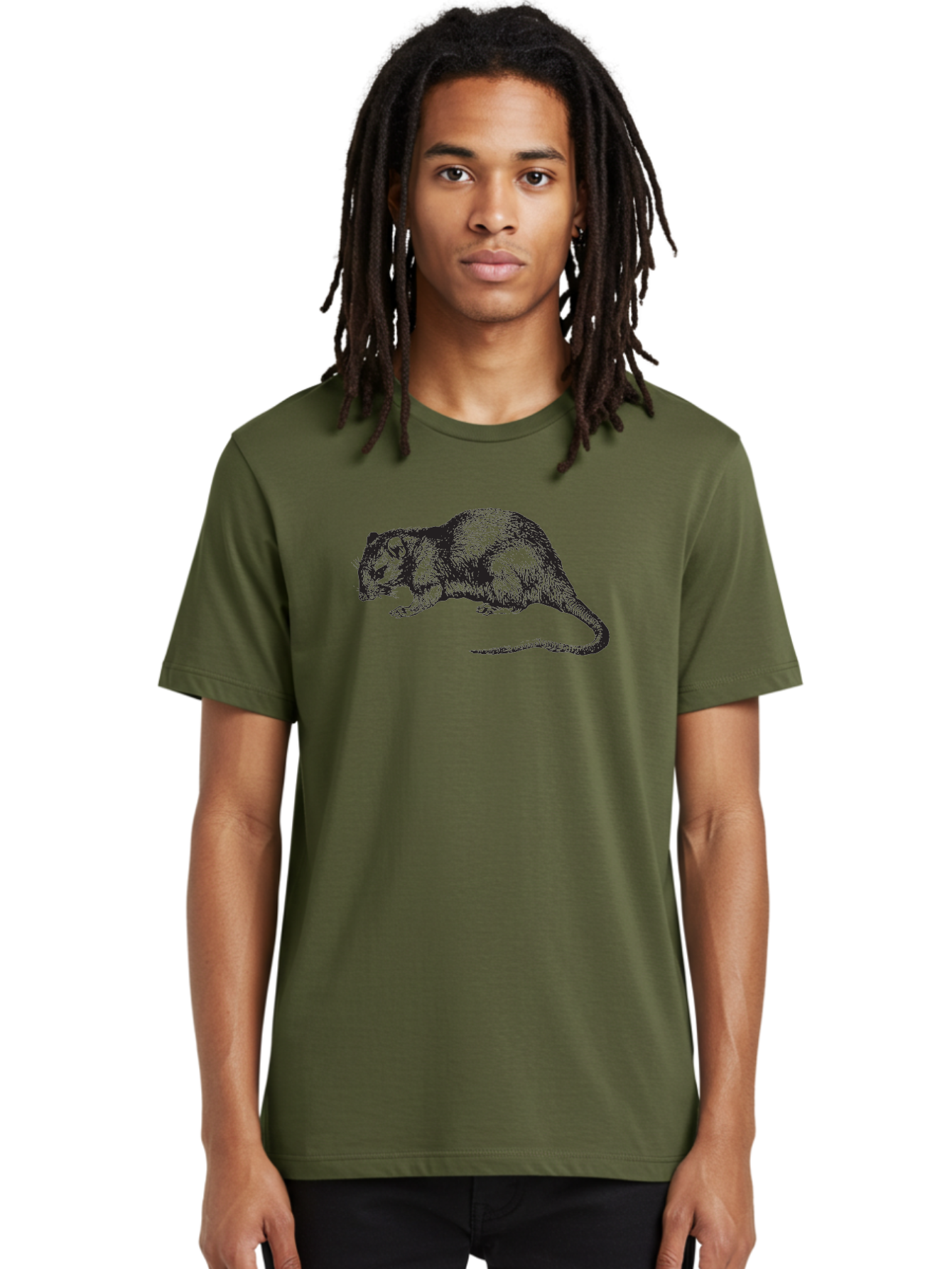 Rat Men'S Graphic Tee, 100% Cotton, Comfortable Casual Summer Wear, Machine Washable, Detailed Rat Illustration, Rodent Artwork, Realistic Animal Drawing, Textured Fur, Whiskers, Rodent Species, Wildlife Art Aad938