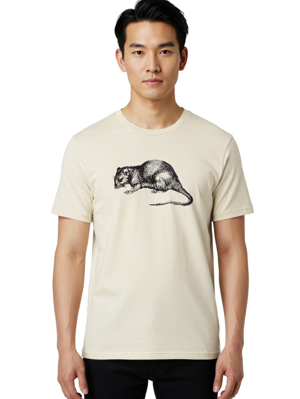 Rat Men'S Graphic Tee, 100% Cotton, Comfortable Casual Summer Wear, Machine Washable, Detailed Rat Illustration, Rodent Artwork, Realistic Animal Drawing, Textured Fur, Whiskers, Rodent Species, Wildlife Art Aad938