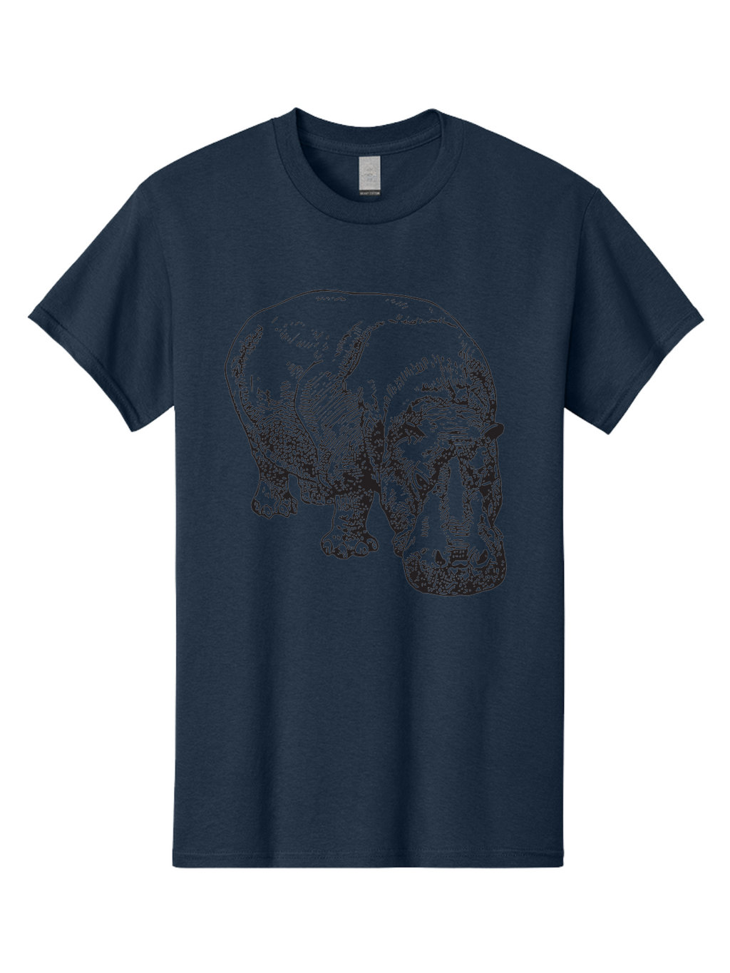 Rhinoceros-1 Men'S Graphic Tee, 100% Cotton, Comfortable Casual Summer Wear, Machine Washable, Rhinoceros Illustration, Detailed Drawing, Wildlife Art, Black And Green, Rhino Portrait, Wild Animal, Engraved Style, Nature Graphic, Animal Design Aad939