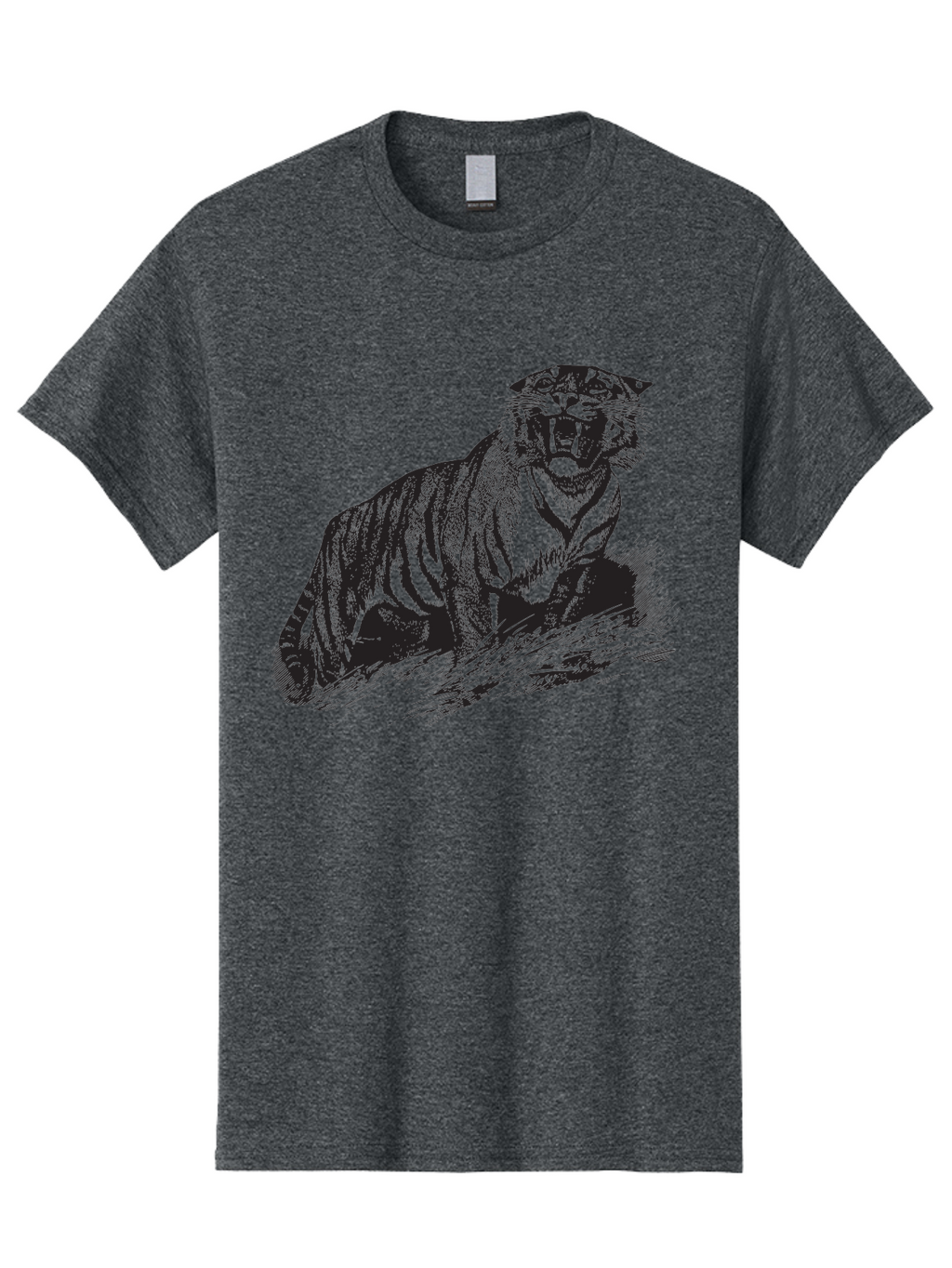 Roaring-Tiger Men'S Graphic Tee, 100% Cotton, Comfortable Casual Summer Wear, Machine Washable, Aggressive Tiger, Large Cat, Wild Animal, Striped Fur, Sharp Teeth, Fierce Expression, Powerful Pose, Forest Creature, Wildlife Art Aad942