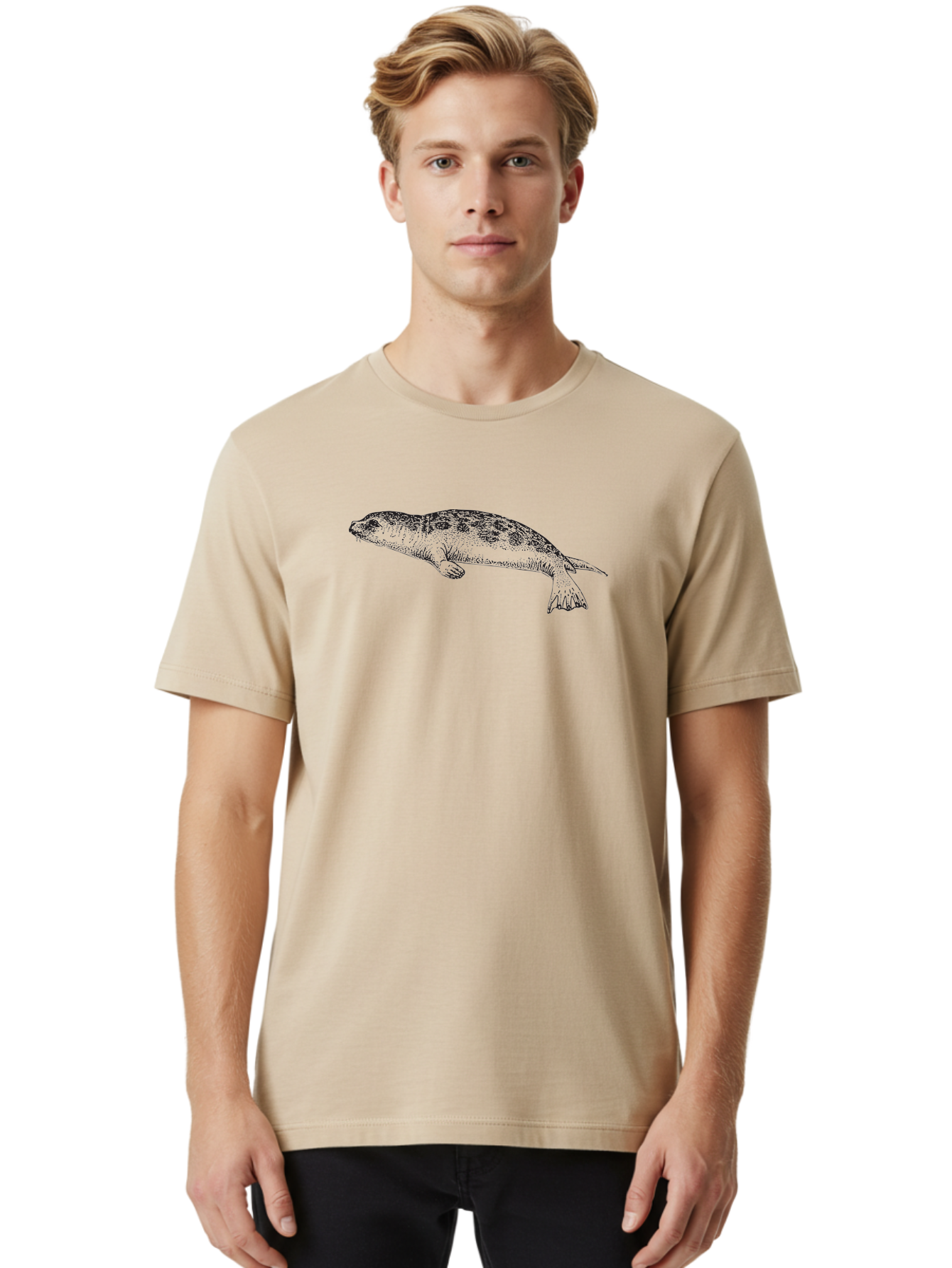 Salamander-Illustration-1 Men'S Graphic Tee, 100% Cotton, Comfortable Casual Summer Wear, Machine Washable, Turtle Illustration, Aquatic Animal, Shell Pattern, Wildlife Art, Simple Line Drawing, Vintage-Style Graphic, Turtle Species, Aad943