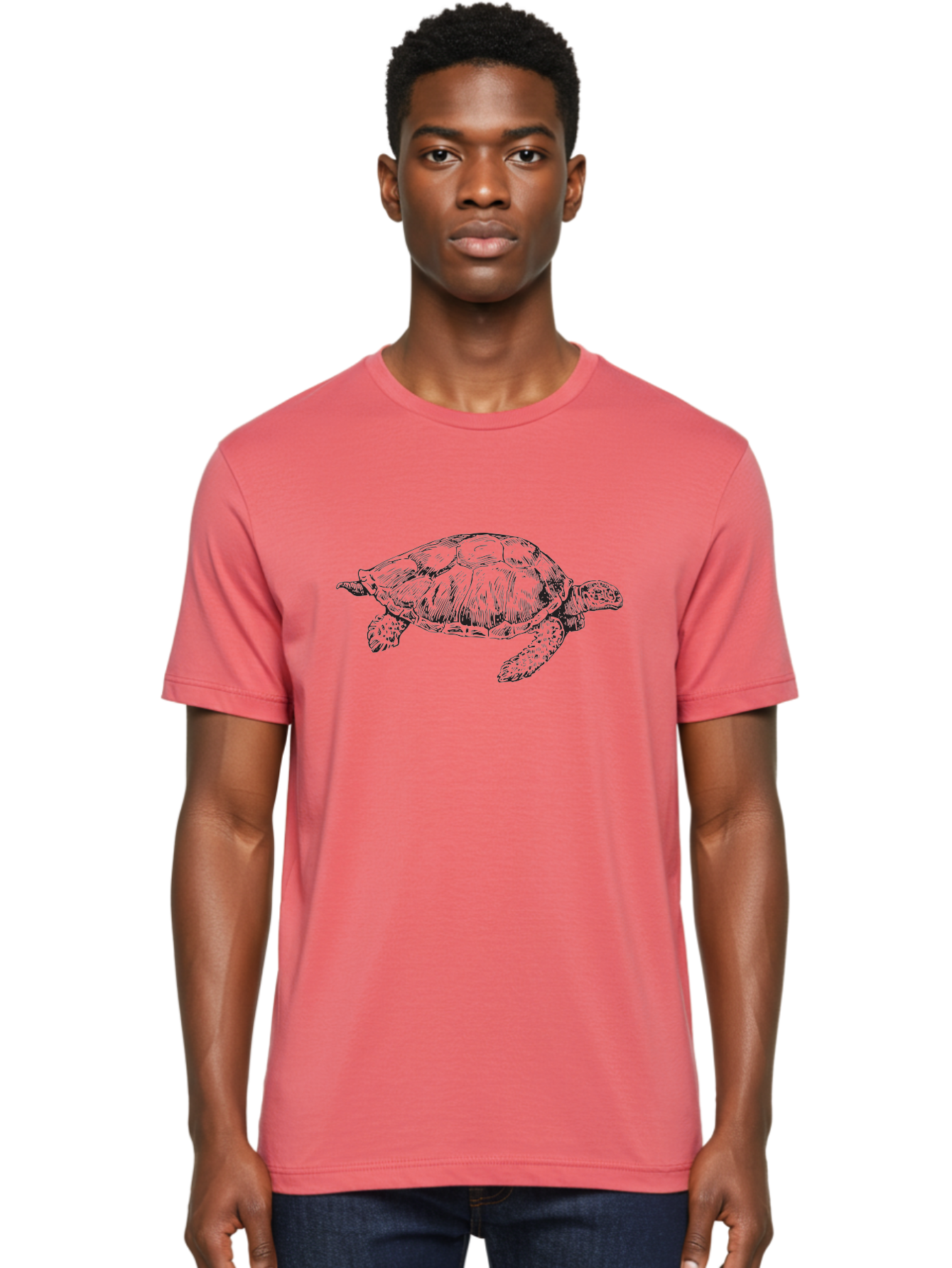 Sea-Turtle-Illustration Men'S Graphic Tee, 100% Cotton, Comfortable Casual Summer Wear, Machine Washable, Sea Turtle, Ocean Creature, Marine Life, Wildlife Illustration, Turtle Shell, Flipper, Slow-Moving Animal, Wildlife Art Aad945