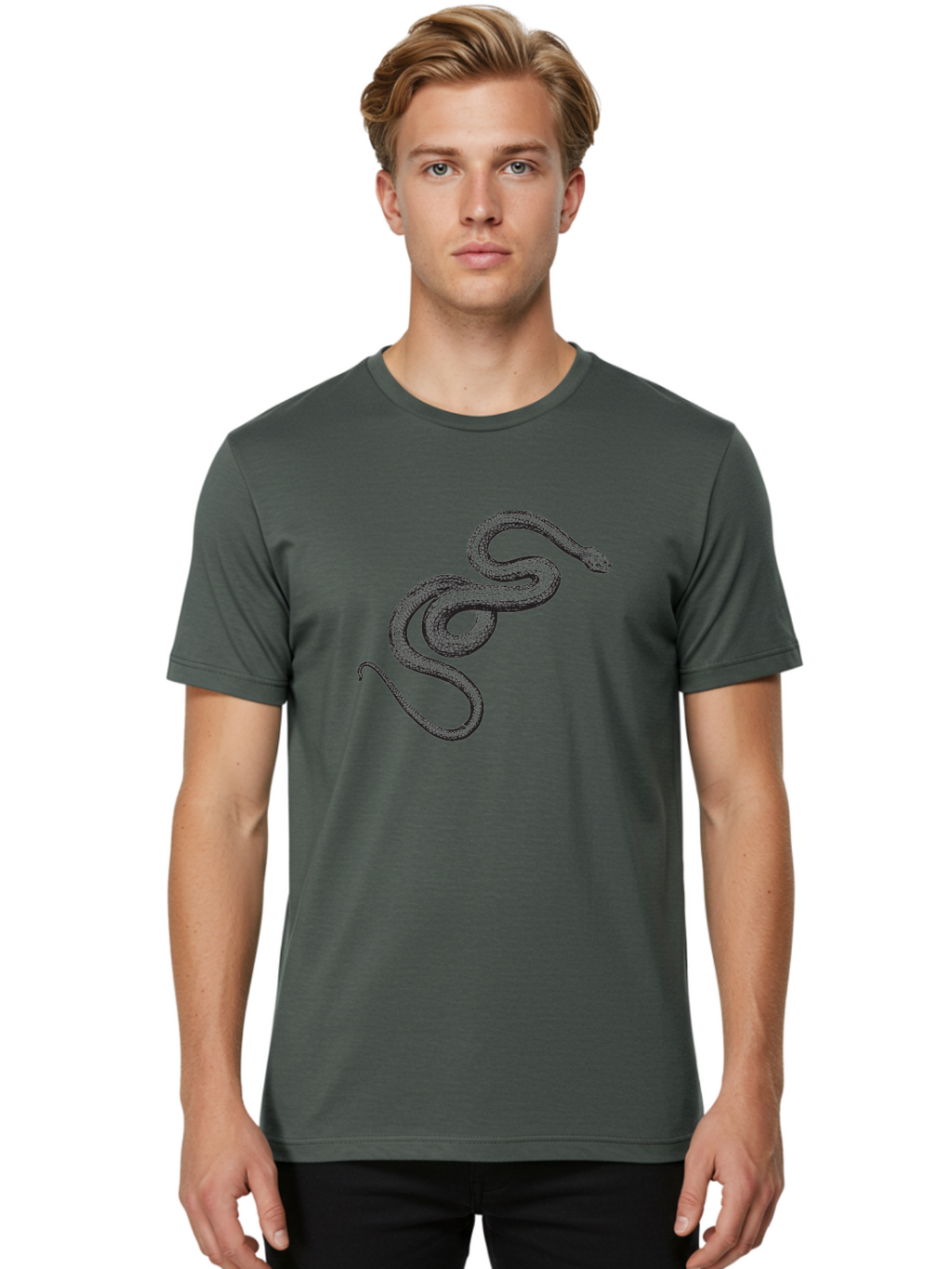 Snake-2 Men'S Graphic Tee, 100% Cotton, Comfortable Casual Summer Wear, Machine Washable, Snake Illustration, Reptile Art, Wildlife Design, Serpent Graphic, Animal Pattern, Stylized Snake, Coiled Snake, Snake Texture Aad952