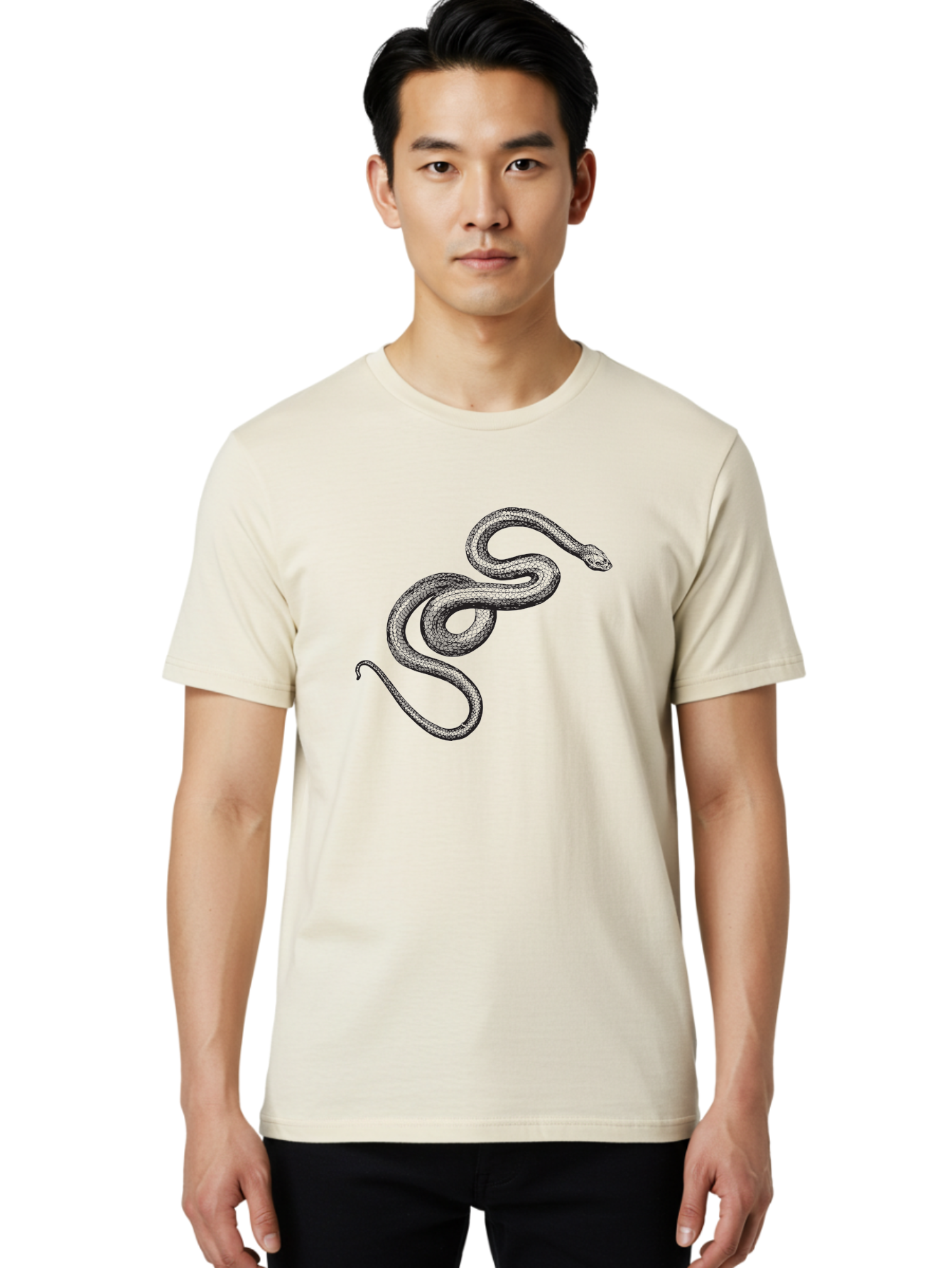 Snake-2 Men'S Graphic Tee, 100% Cotton, Comfortable Casual Summer Wear, Machine Washable, Snake Illustration, Reptile Art, Wildlife Design, Serpent Graphic, Animal Pattern, Stylized Snake, Coiled Snake, Snake Texture Aad952