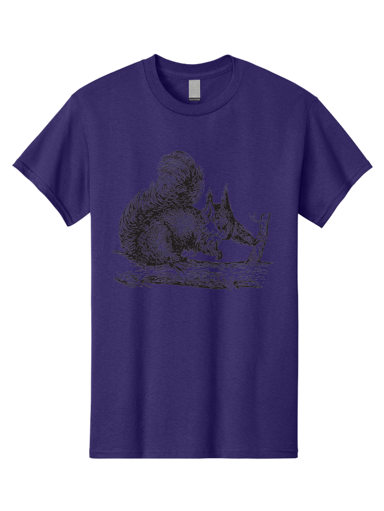 Squirrel-On-Branch-1 Men'S Graphic Tee, 100% Cotton, Comfortable Casual Summer Wear, Machine Washable, Squirrel On Branch, Wildlife Illustration, Furry Animal, Forest Creature, Nut Gathering, Woodland Scene, Detailed Drawing, Aad955