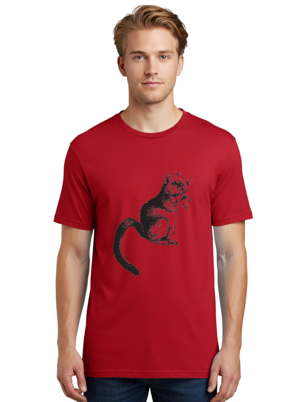 Squirrel Men'S Graphic Tee, 100% Cotton, Comfortable Casual Summer Wear, Machine Washable, Small Rodent, Furry Creature, Woodland Animal, Forest Dweller, Bushy-Tailed Mammal, Wildlife Illustration Aad957