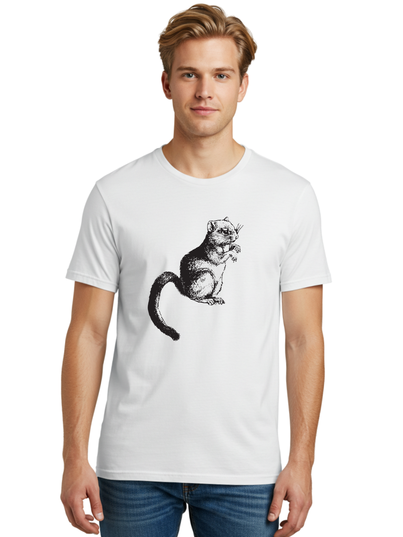 Squirrel Men'S Graphic Tee, 100% Cotton, Comfortable Casual Summer Wear, Machine Washable, Small Rodent, Furry Creature, Woodland Animal, Forest Dweller, Bushy-Tailed Mammal, Wildlife Illustration Aad957