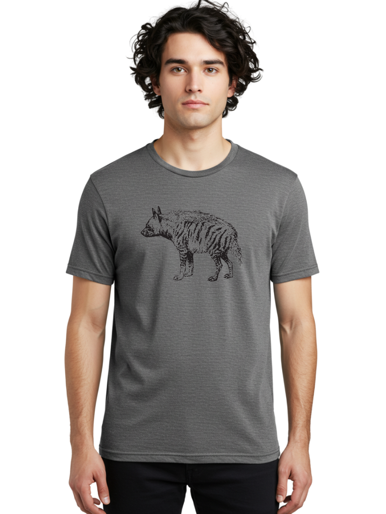 Thylacine Men'S Graphic Tee, 100% Cotton, Comfortable Casual Summer Wear, Machine Washable, Tasmanian Tiger, Extinct Animal, Wildlife Illustration, Striped Pattern, Marsupial, Wild Dog, Vintage Art, Black And Green, Historical Species Aad961