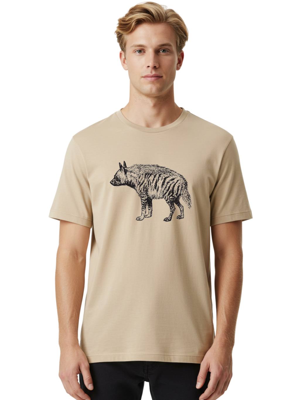 Thylacine Men'S Graphic Tee, 100% Cotton, Comfortable Casual Summer Wear, Machine Washable, Tasmanian Tiger, Extinct Animal, Wildlife Illustration, Striped Pattern, Marsupial, Wild Dog, Vintage Art, Black And Green, Historical Species Aad961