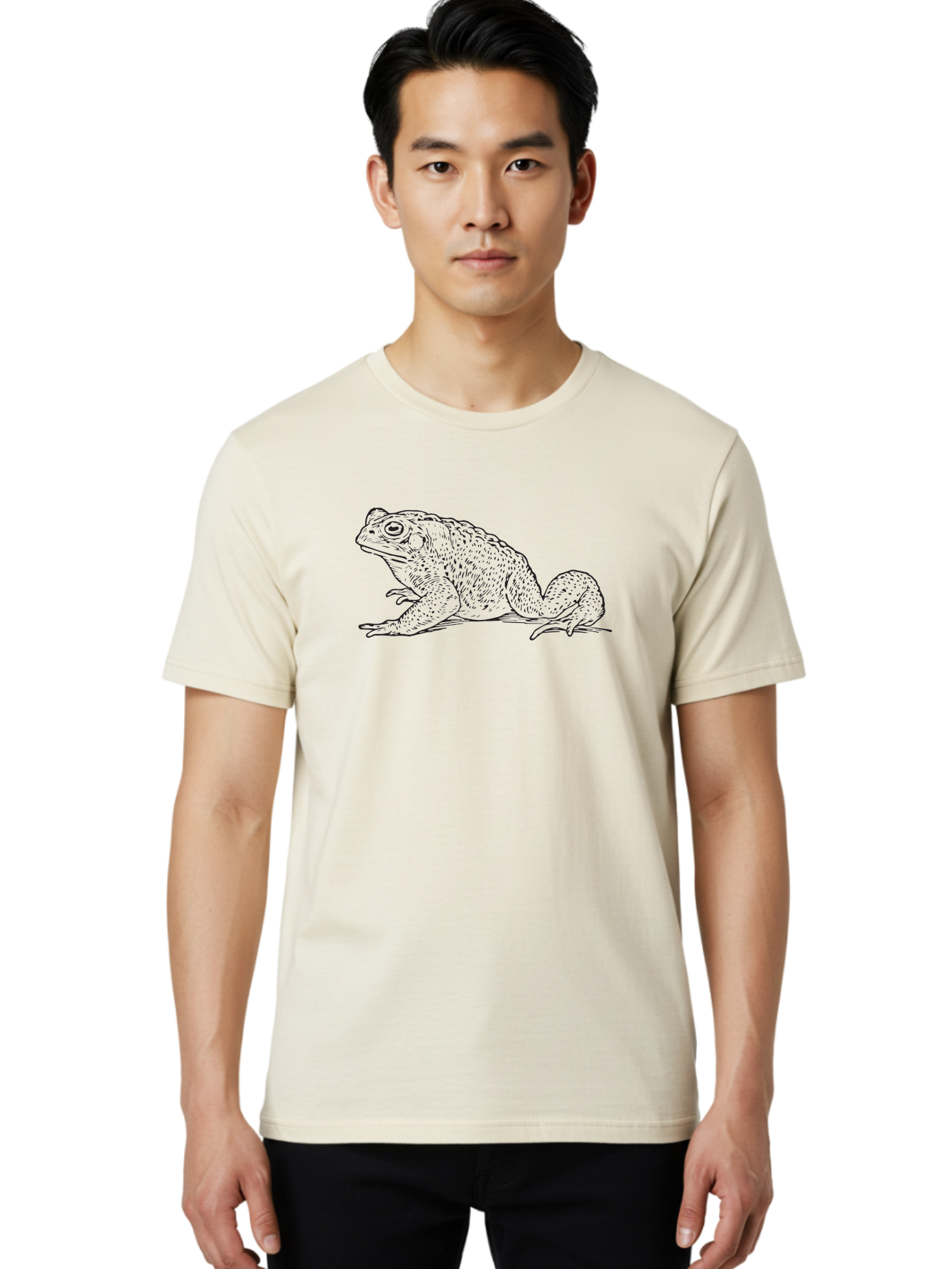 Toad Men'S Graphic Tee, 100% Cotton, Comfortable Casual Summer Wear, Machine Washable, Toad Illustration, Wildlife Art, Amphibian Sketch, Detailed Drawing, Natural Texture, Warty Skin, Serene Pose, Graphic Design Aad963