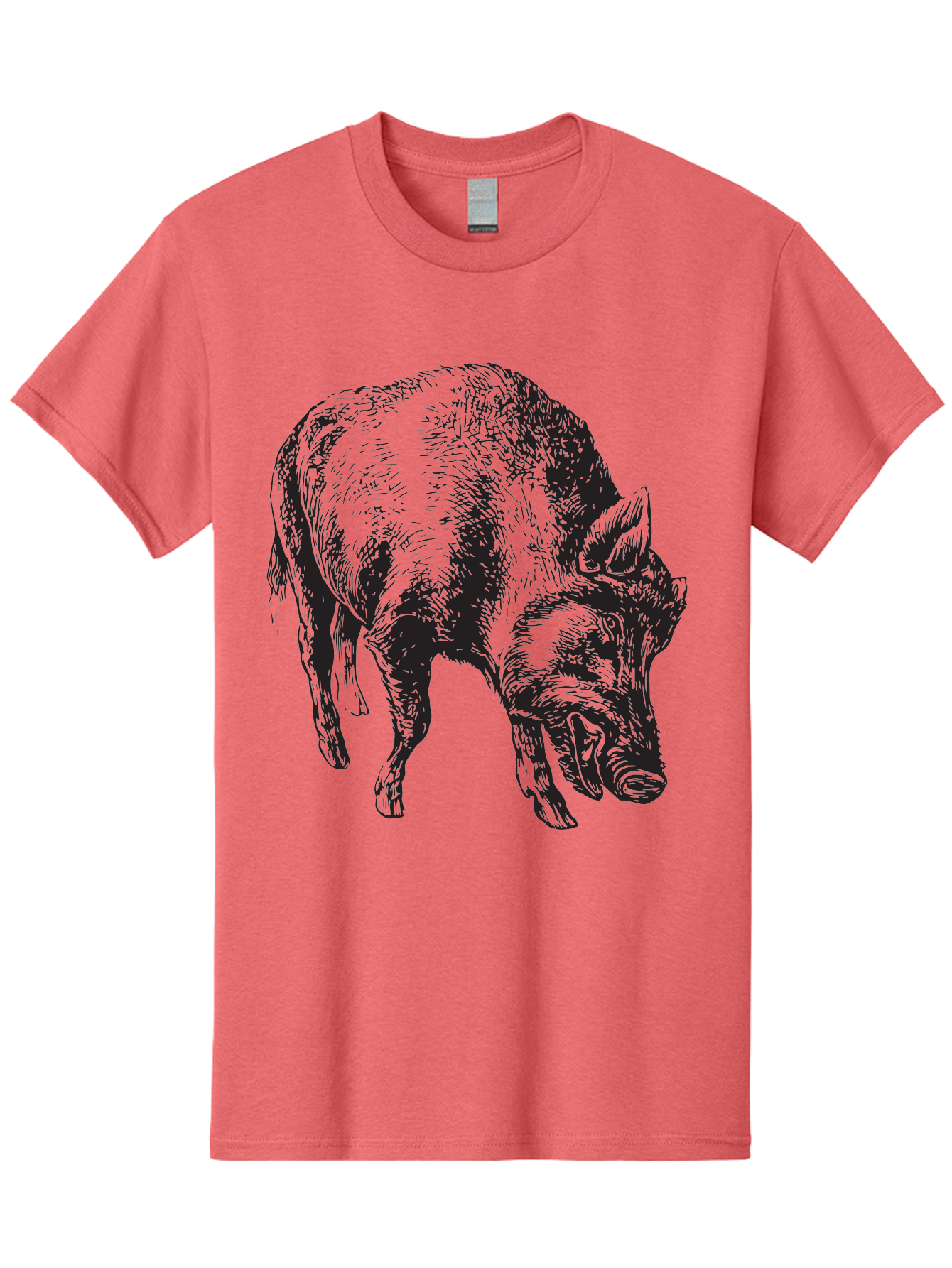 Wild-Boar Men'S Graphic Tee, 100% Cotton, Comfortable Casual Summer Wear, Machine Washable, Wild Boar, Animal Portrait, Wildlife Illustration, Mammal Artwork, Forest Creature, Detailed Drawing, Rustic Style, Monochrome Illustration, Boar Head, Aad967