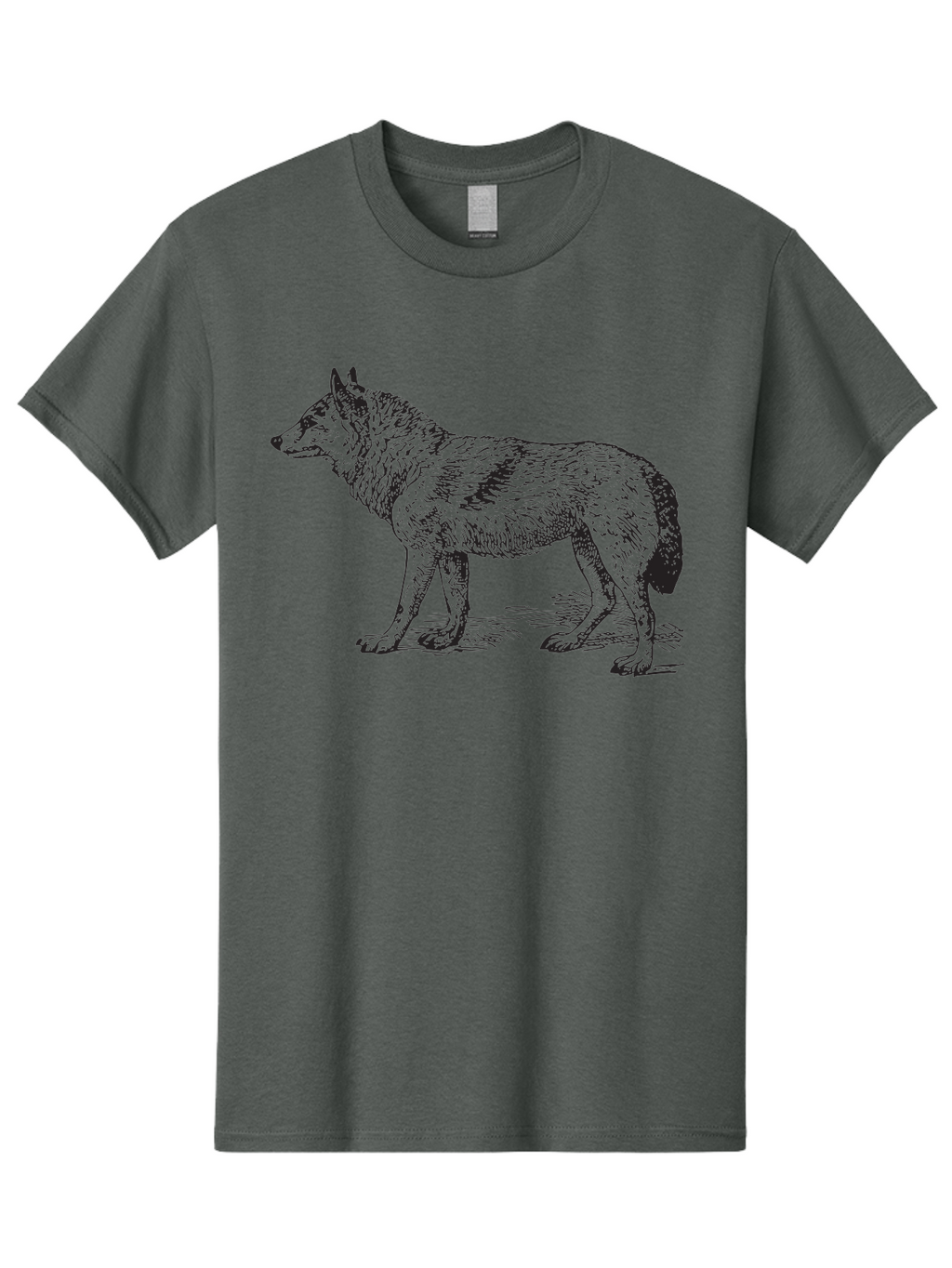 Wolf Men'S Graphic Tee, 100% Cotton, Comfortable Casual Summer Wear, Machine Washable, Wild Animal, Wolf Silhouette, Hand-Drawn Illustration, Wildlife Art, Animal Graphics, Simple Design, Line Art, Wildlife Symbol Aad968