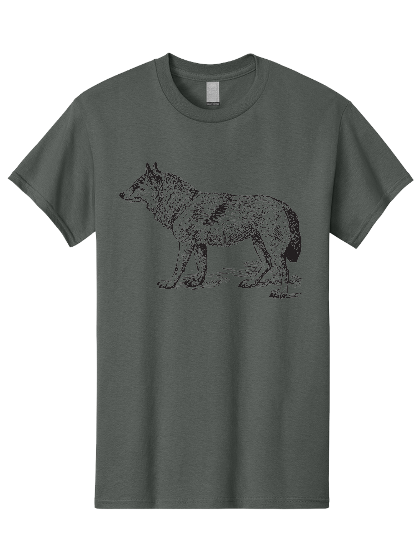Wolf Men'S Graphic Tee, 100% Cotton, Comfortable Casual Summer Wear, Machine Washable, Wild Animal, Wolf Silhouette, Hand-Drawn Illustration, Wildlife Art, Animal Graphics, Simple Design, Line Art, Wildlife Symbol Aad968