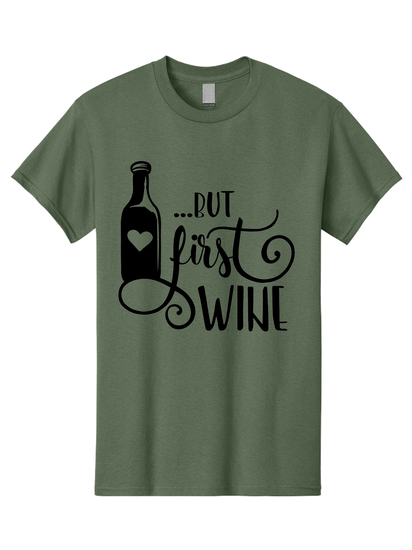 But-First-Wine Men'S Graphic Tee, 100% Cotton, Comfortable Casual Summer Wear, Machine Washable, Wine Bottle With Heart, Wine Lovers, Wine Quotes, Funny Quotes About Wine, Wine Sayings, Wine Time, Wine O'Clock, Relaxed Vibes Aad971