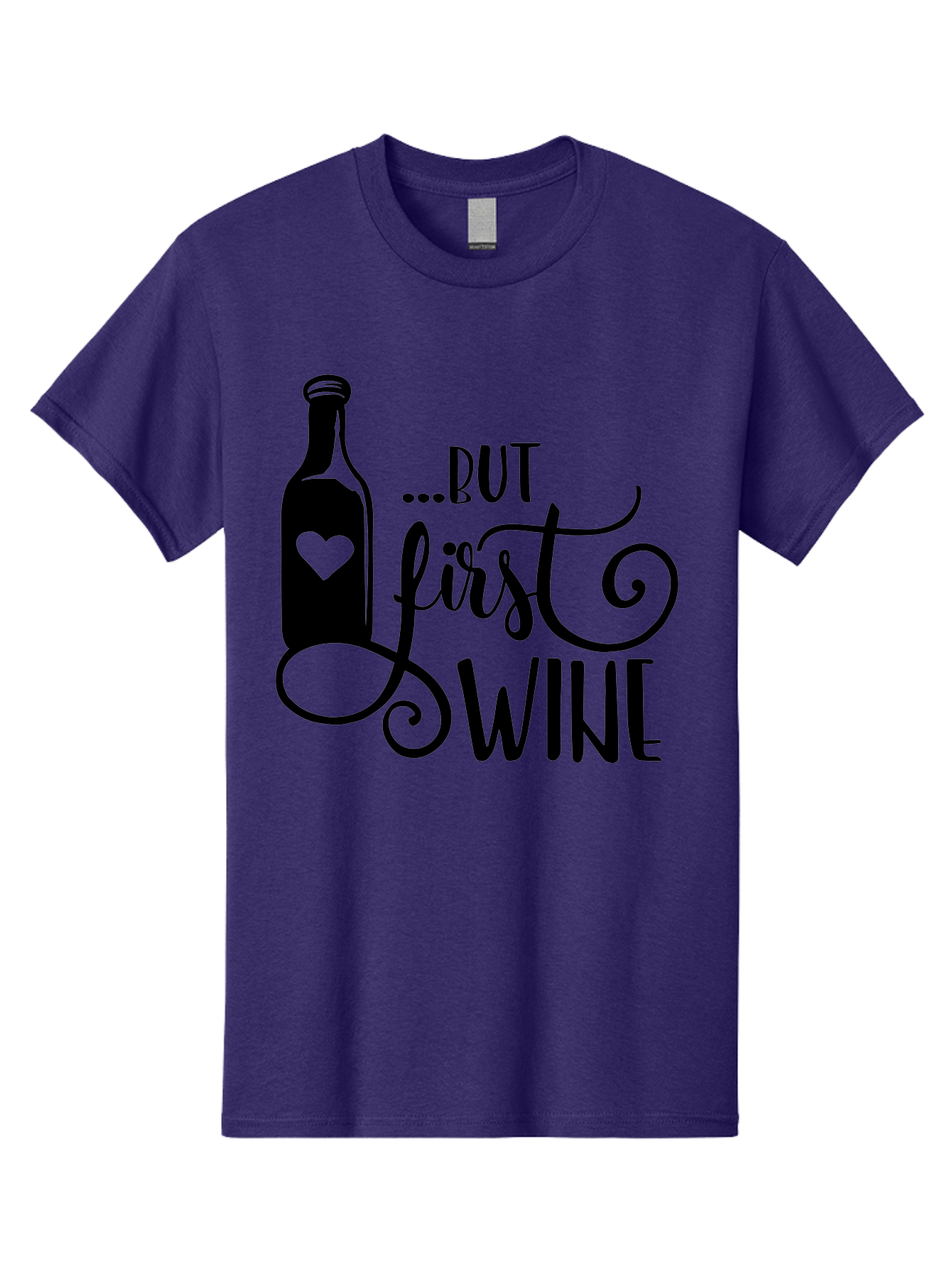 But-First-Wine Men'S Graphic Tee, 100% Cotton, Comfortable Casual Summer Wear, Machine Washable, Wine Bottle With Heart, Wine Lovers, Wine Quotes, Funny Quotes About Wine, Wine Sayings, Wine Time, Wine O'Clock, Relaxed Vibes Aad971