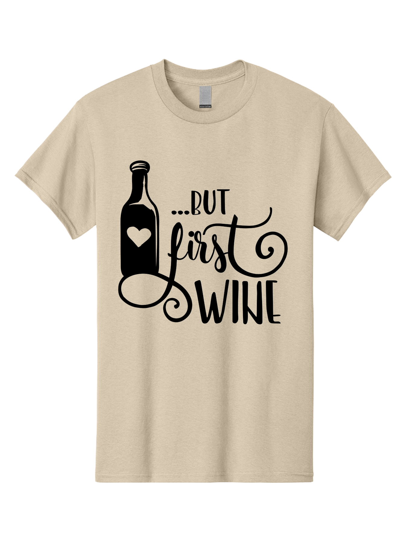But-First-Wine Men'S Graphic Tee, 100% Cotton, Comfortable Casual Summer Wear, Machine Washable, Wine Bottle With Heart, Wine Lovers, Wine Quotes, Funny Quotes About Wine, Wine Sayings, Wine Time, Wine O'Clock, Relaxed Vibes Aad971