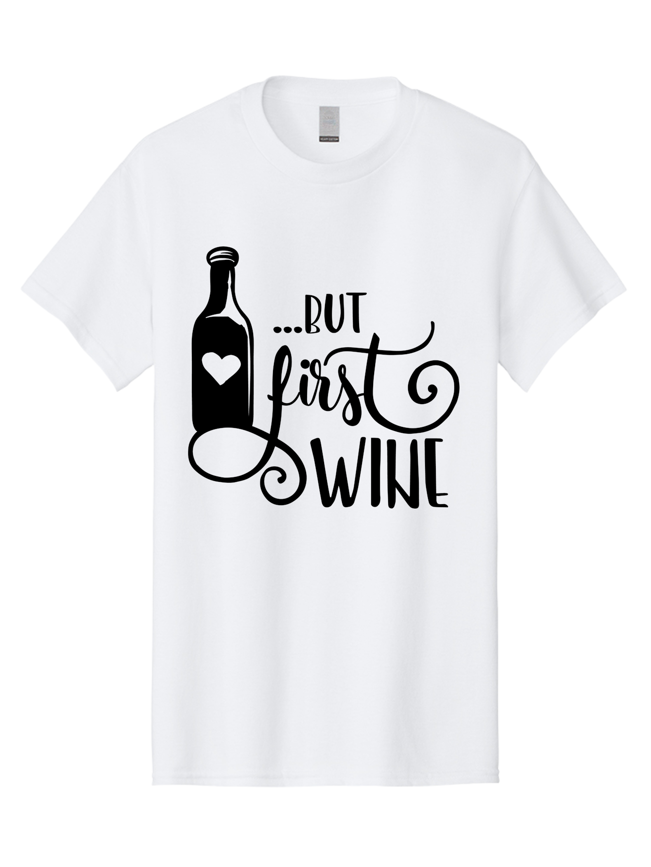 But-First-Wine Men'S Graphic Tee, 100% Cotton, Comfortable Casual Summer Wear, Machine Washable, Wine Bottle With Heart, Wine Lovers, Wine Quotes, Funny Quotes About Wine, Wine Sayings, Wine Time, Wine O'Clock, Relaxed Vibes Aad971