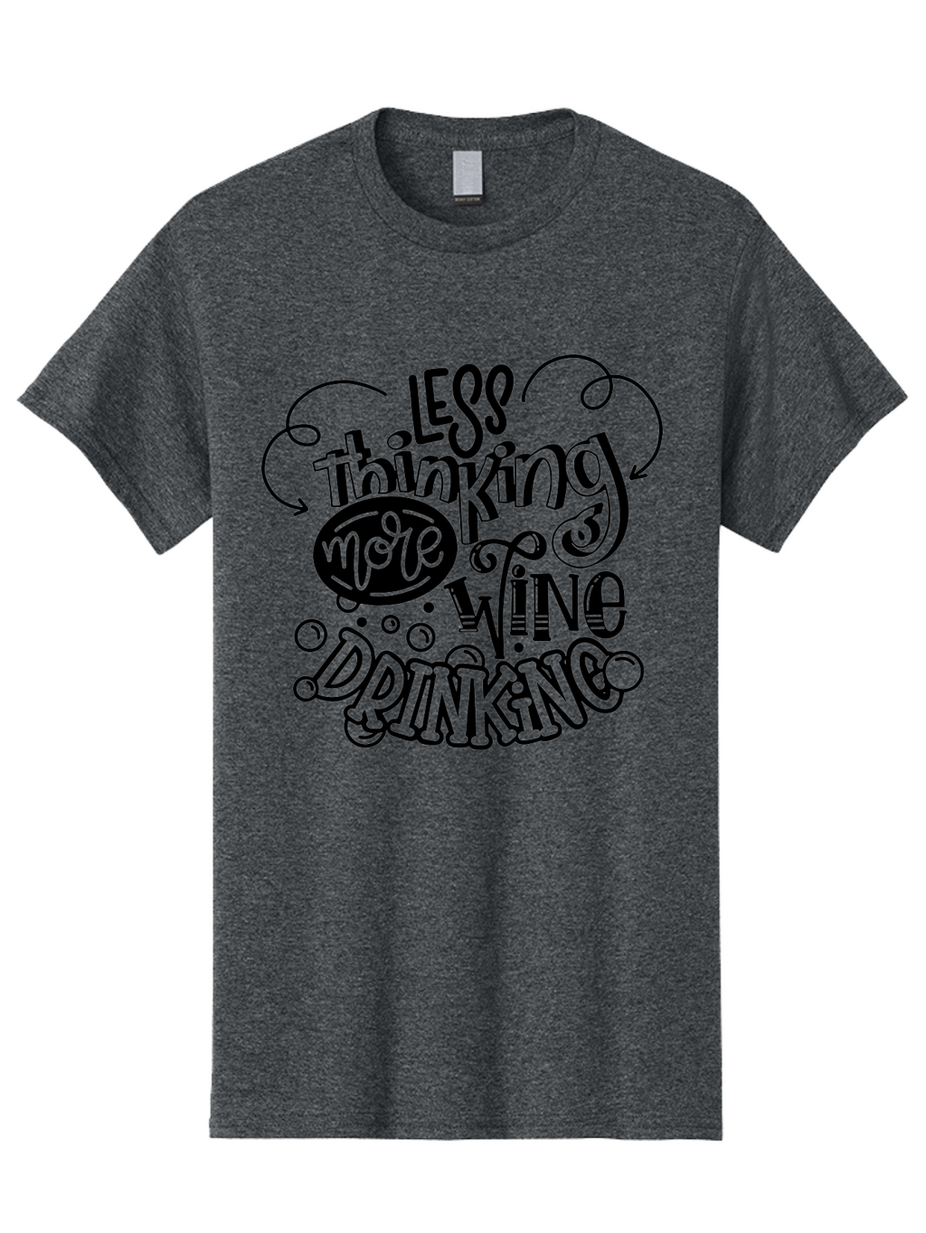 Less-Thinking-More-Wine-Drinking Men'S Graphic Tee, 100% Cotton, Comfortable Casual Summer Wear, Machine Washable, Wine Lover, Drink Wine, Relax, Less Thinking, Wine Quotes, Funny Phrases, Humor, Wine Culture, Wine Drinking Aad976